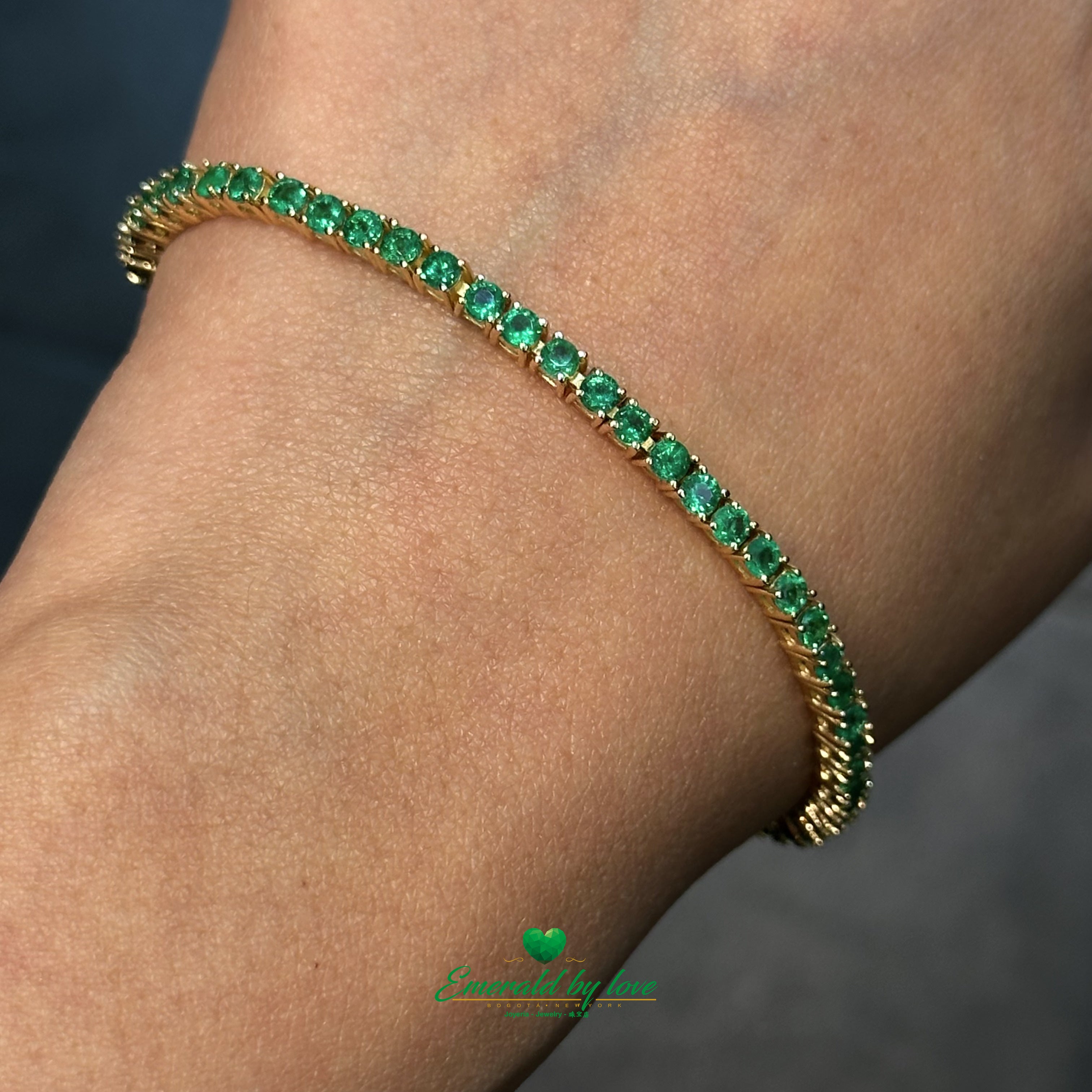 8K Gold Bracelet with Natural Colombian Emeralds