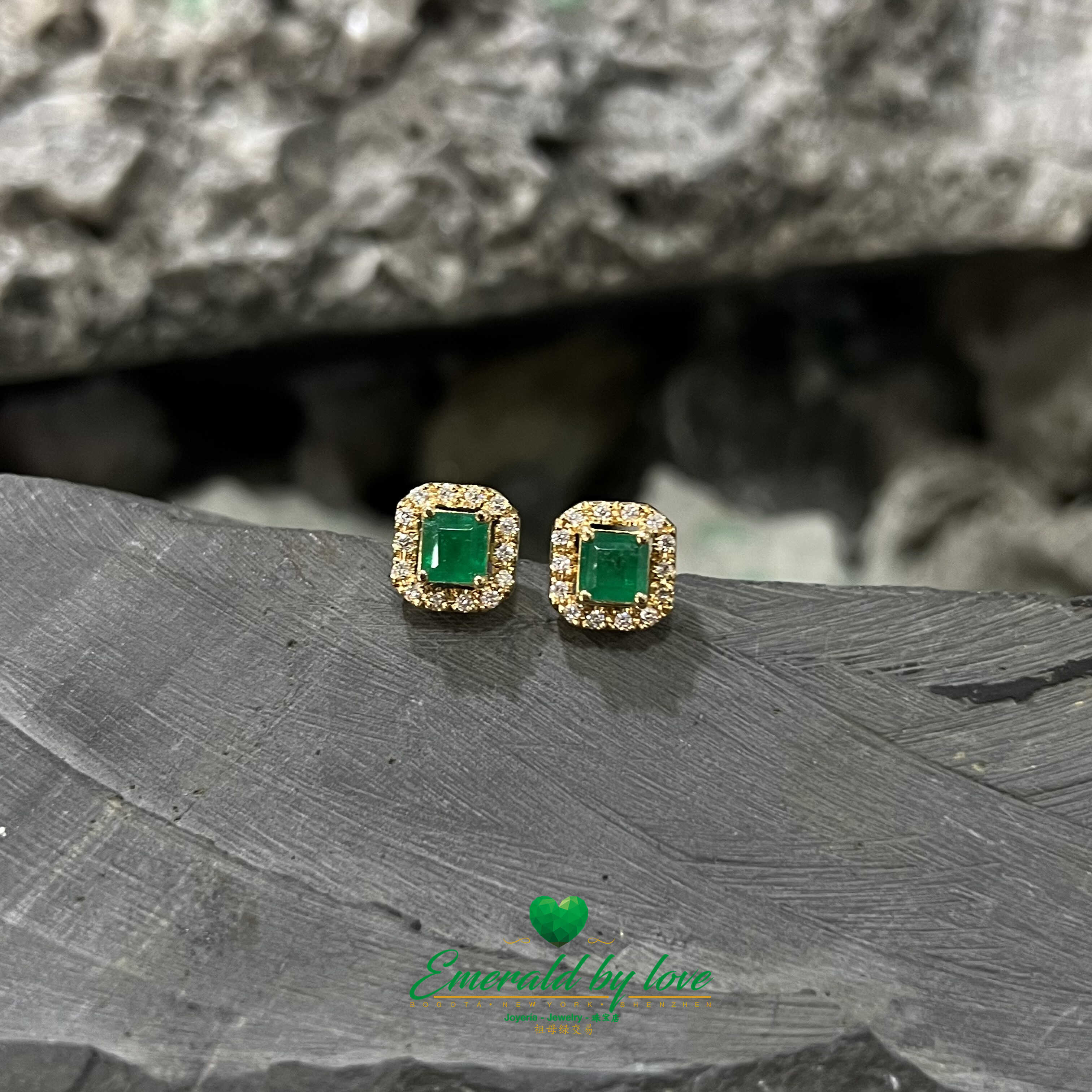 Timeless Beauty: Marquise-Cut Yellow Gold Earrings with Emeralds 1.9 TCW