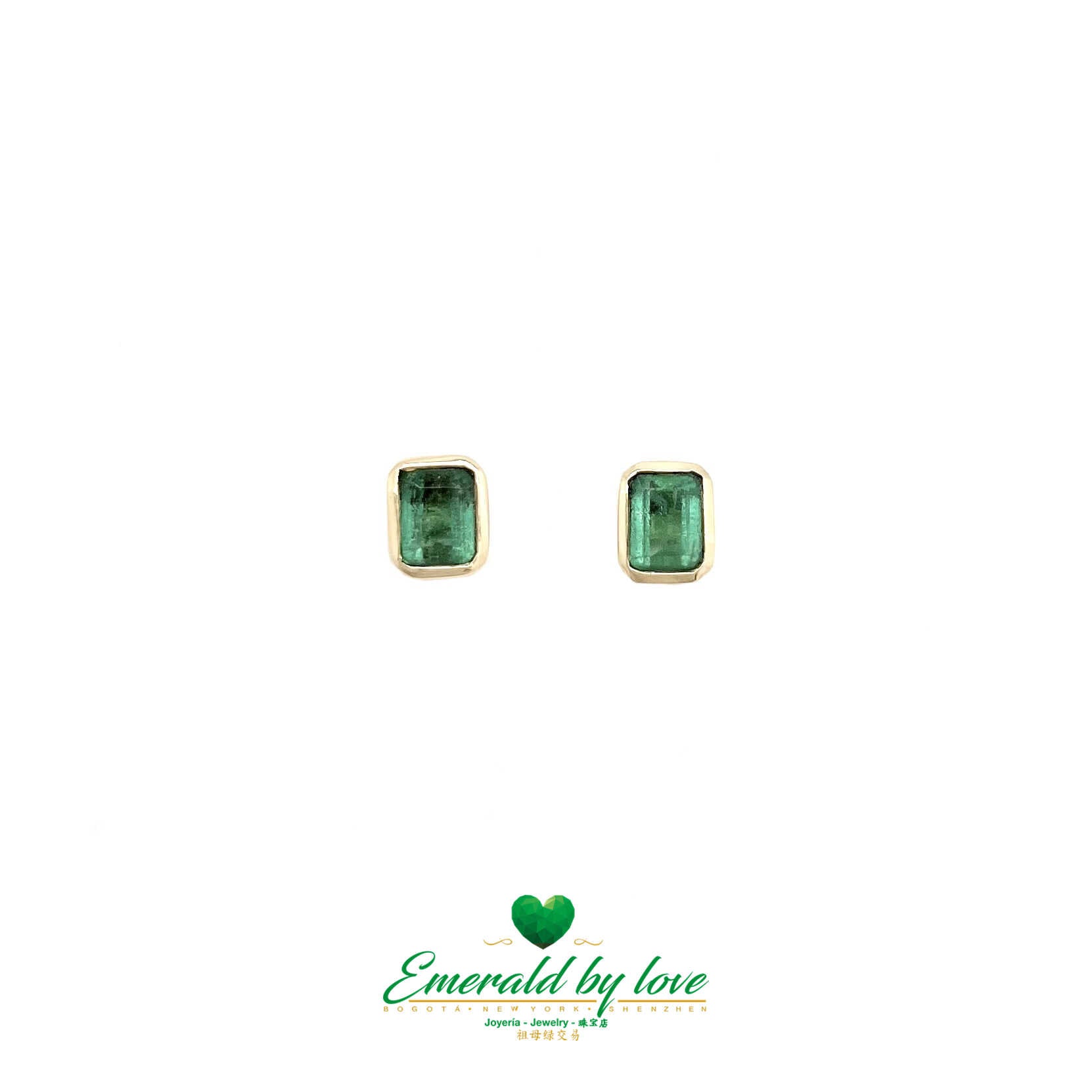 Boucles d'oreilles minimalistes en émeraude serti clos : 1,39 TCW