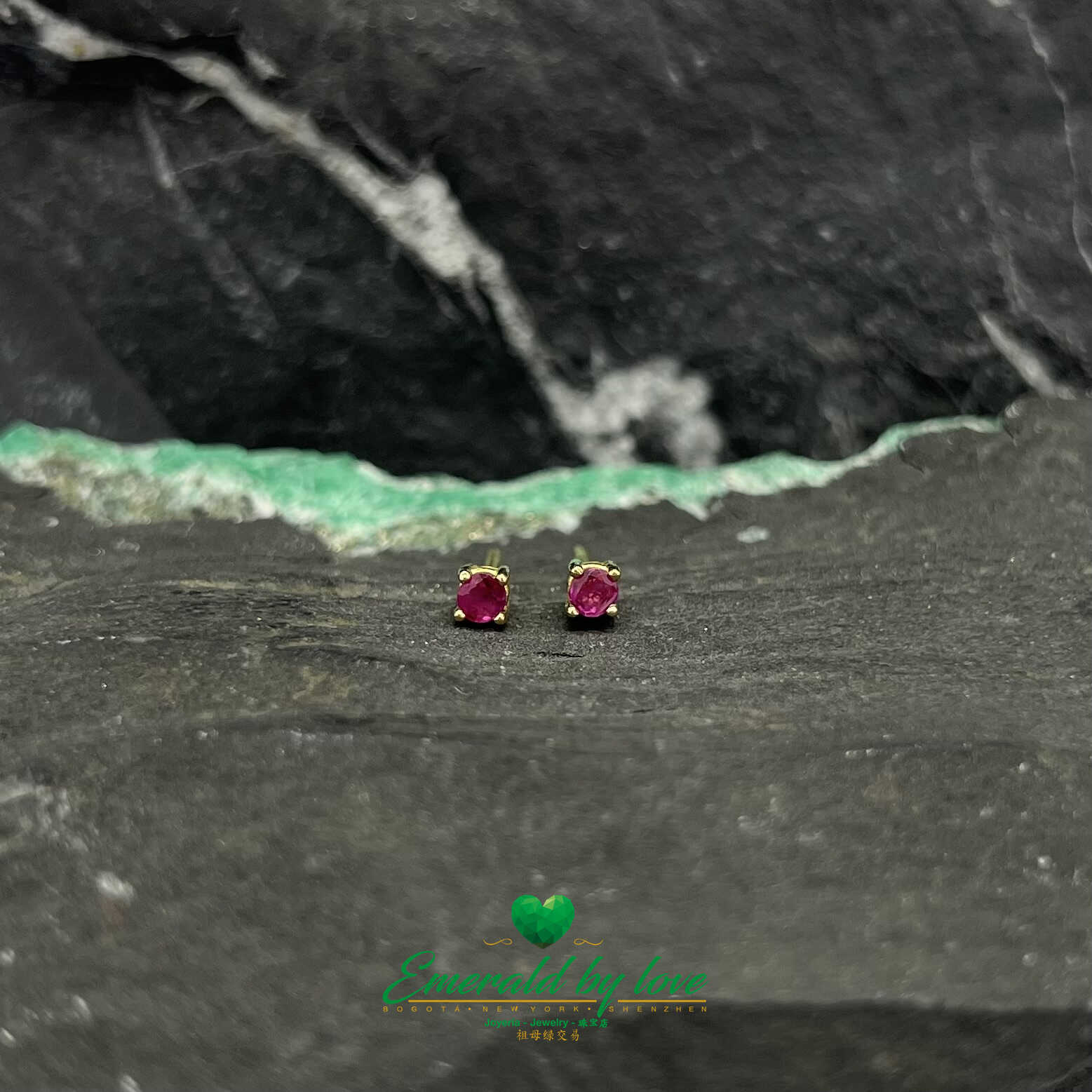 Sophisticated Splendor: 18K Yellow Gold Stud Earrings with 0.23 TCW Round Rubies