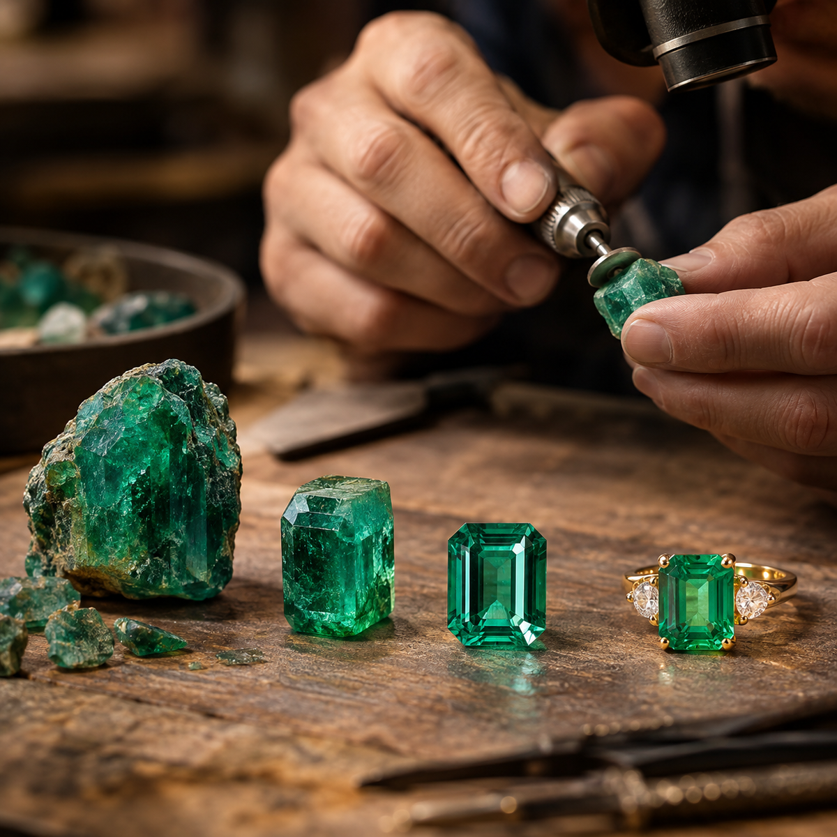 Cutting a Colombian Emerald: Giving Up Part of Its Weight