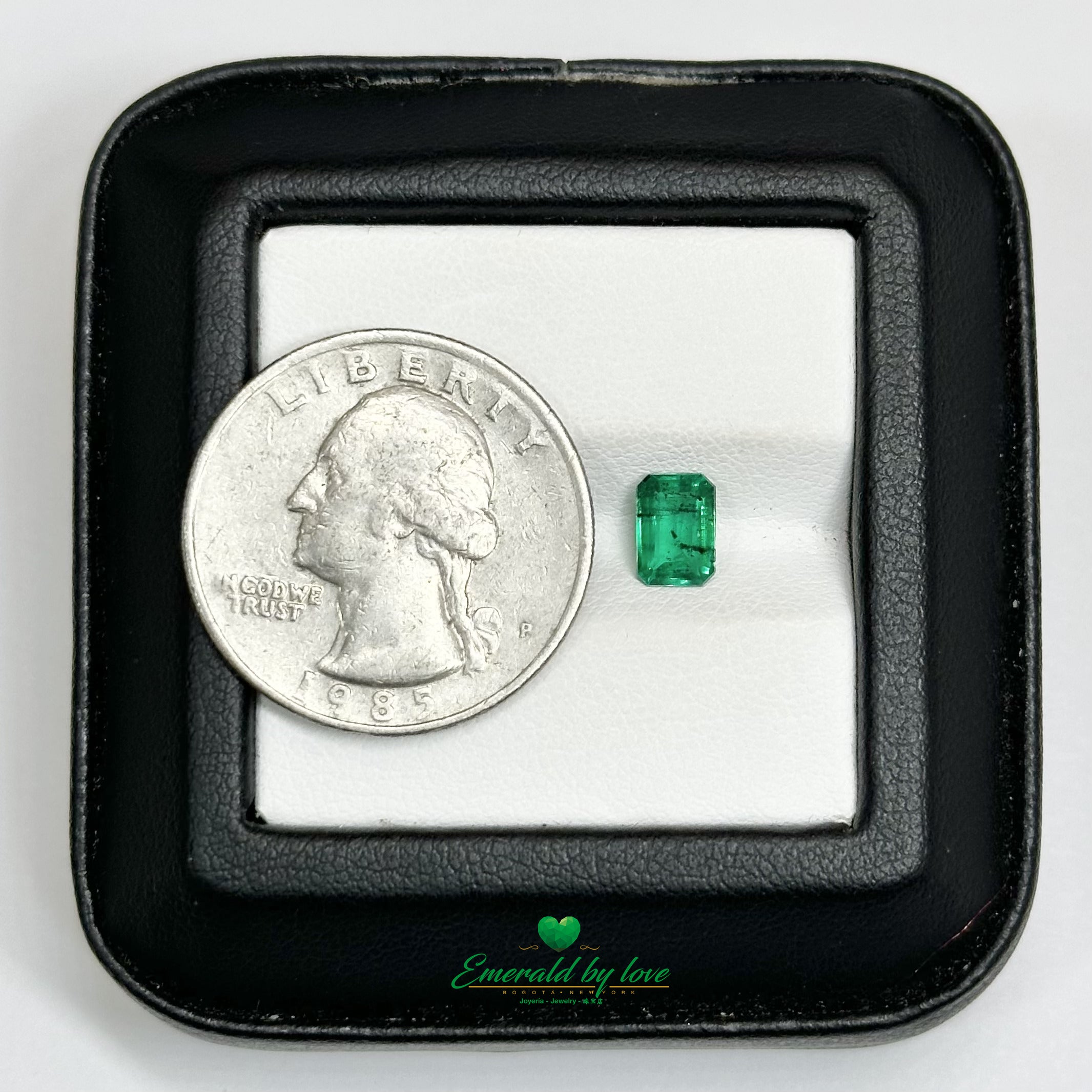 0.77 ct Rectangular Emerald with Subtle Inclusions and Vibrant Green Color