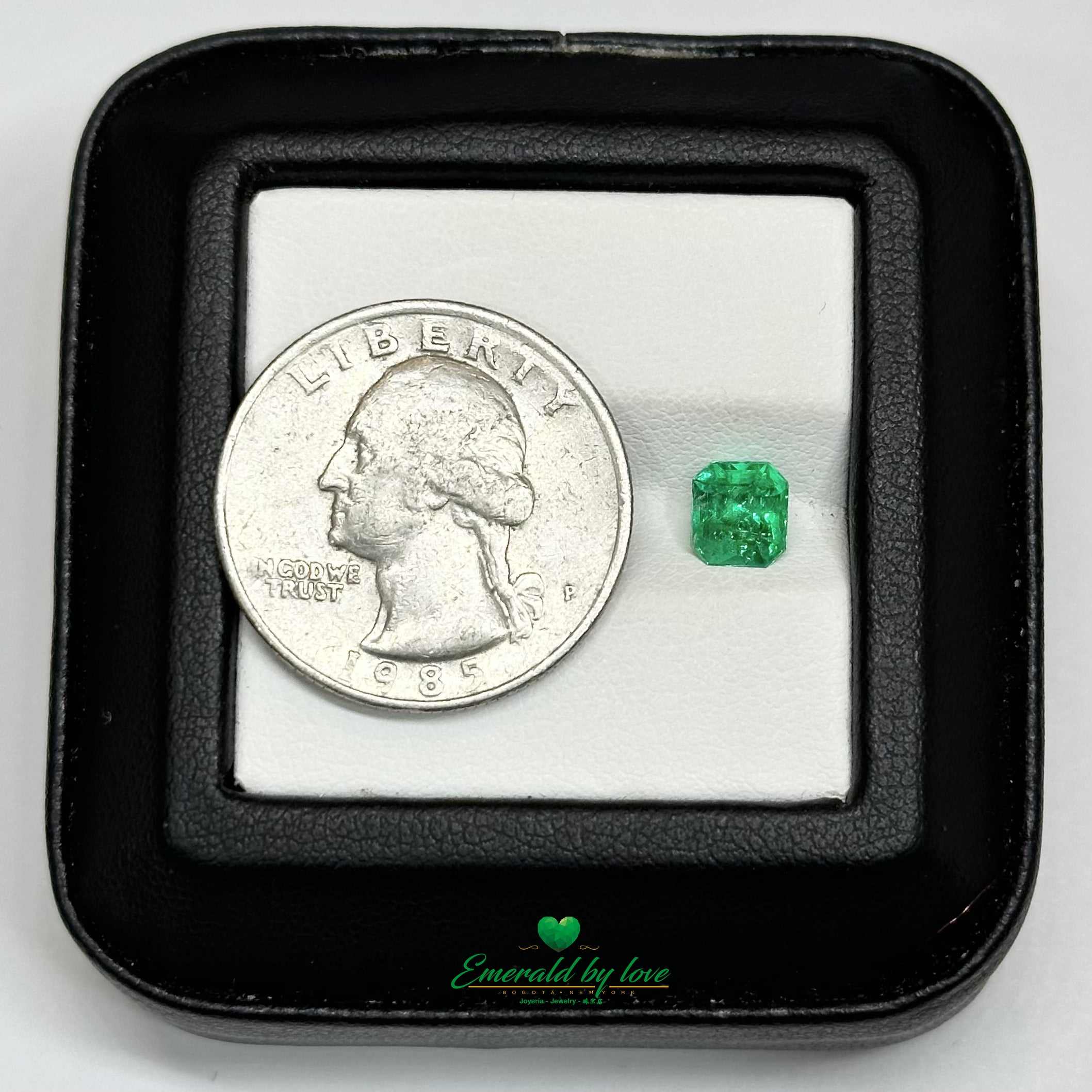 0.98 ct Square-Cut Emerald with Intense Green Color and Light Inclusions