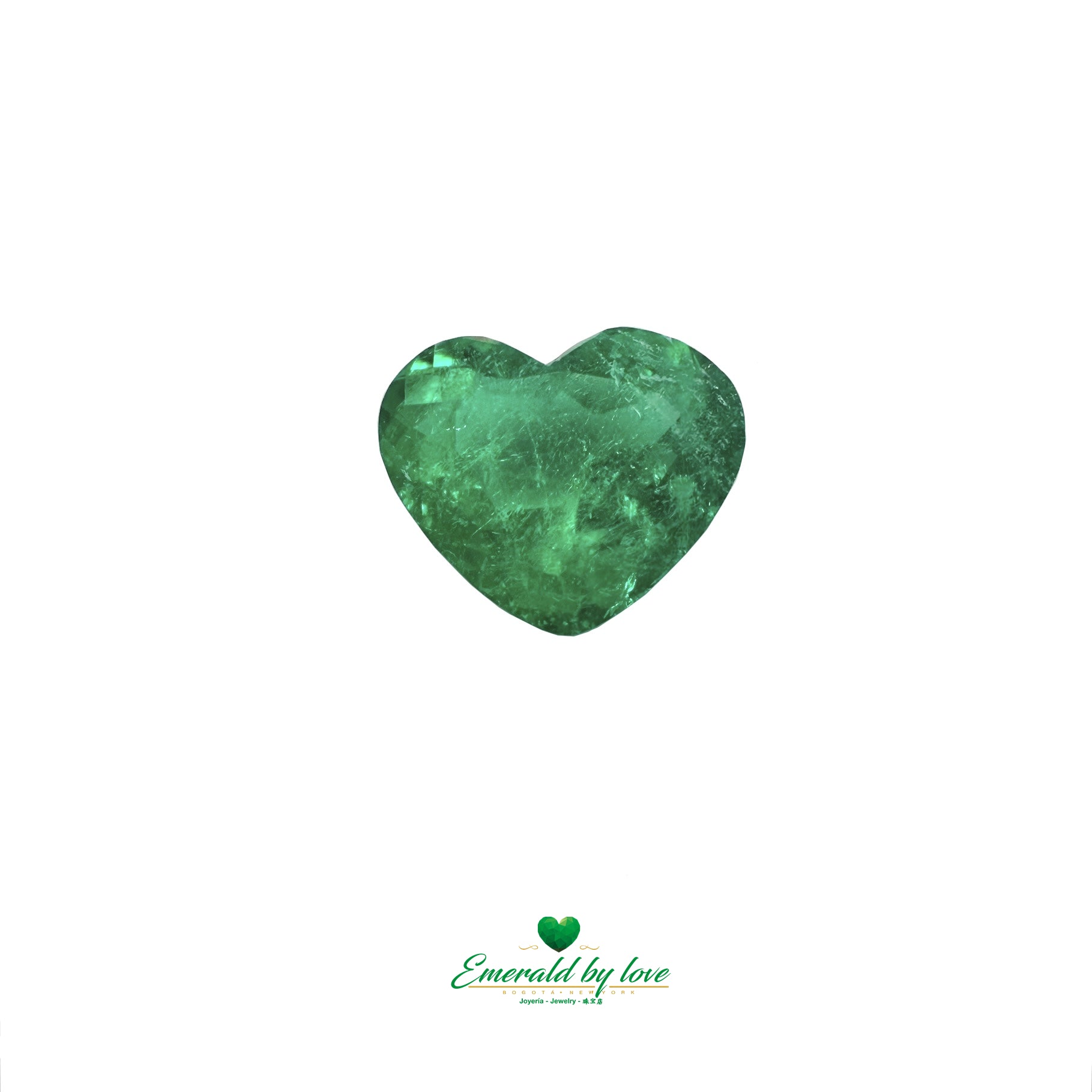 0.99 ct Heart-Shaped Dark Green Emerald with Light Internal Clouds