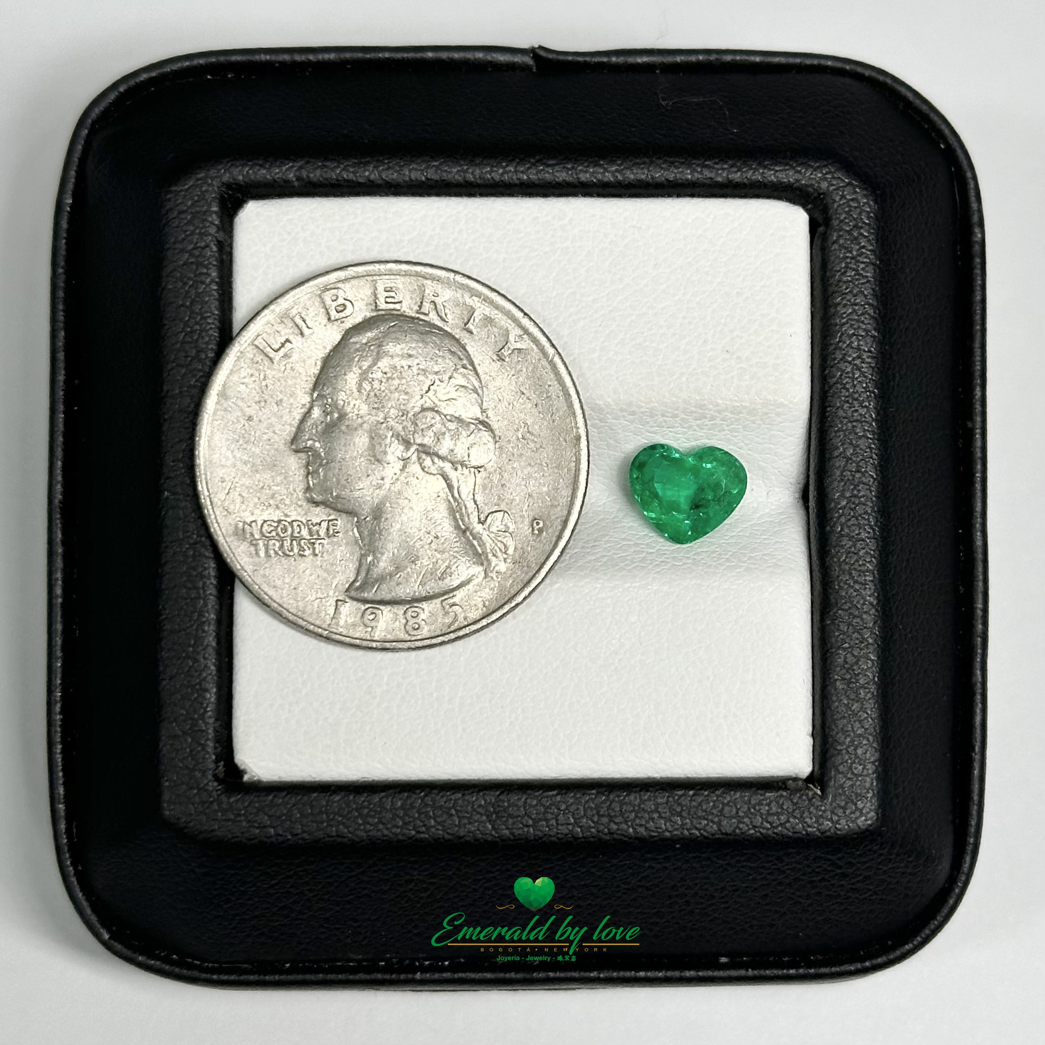 0.99 ct Heart-Shaped Dark Green Emerald with Light Internal Clouds