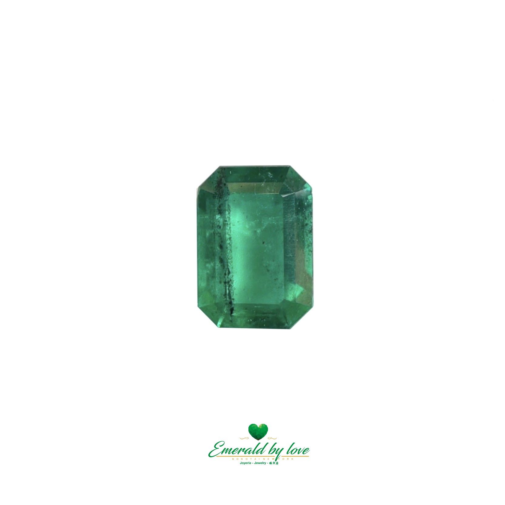 1.05 ct Authentic Colombian Rectangular Emerald with Unique Line-Shaped Carbon Inclusion