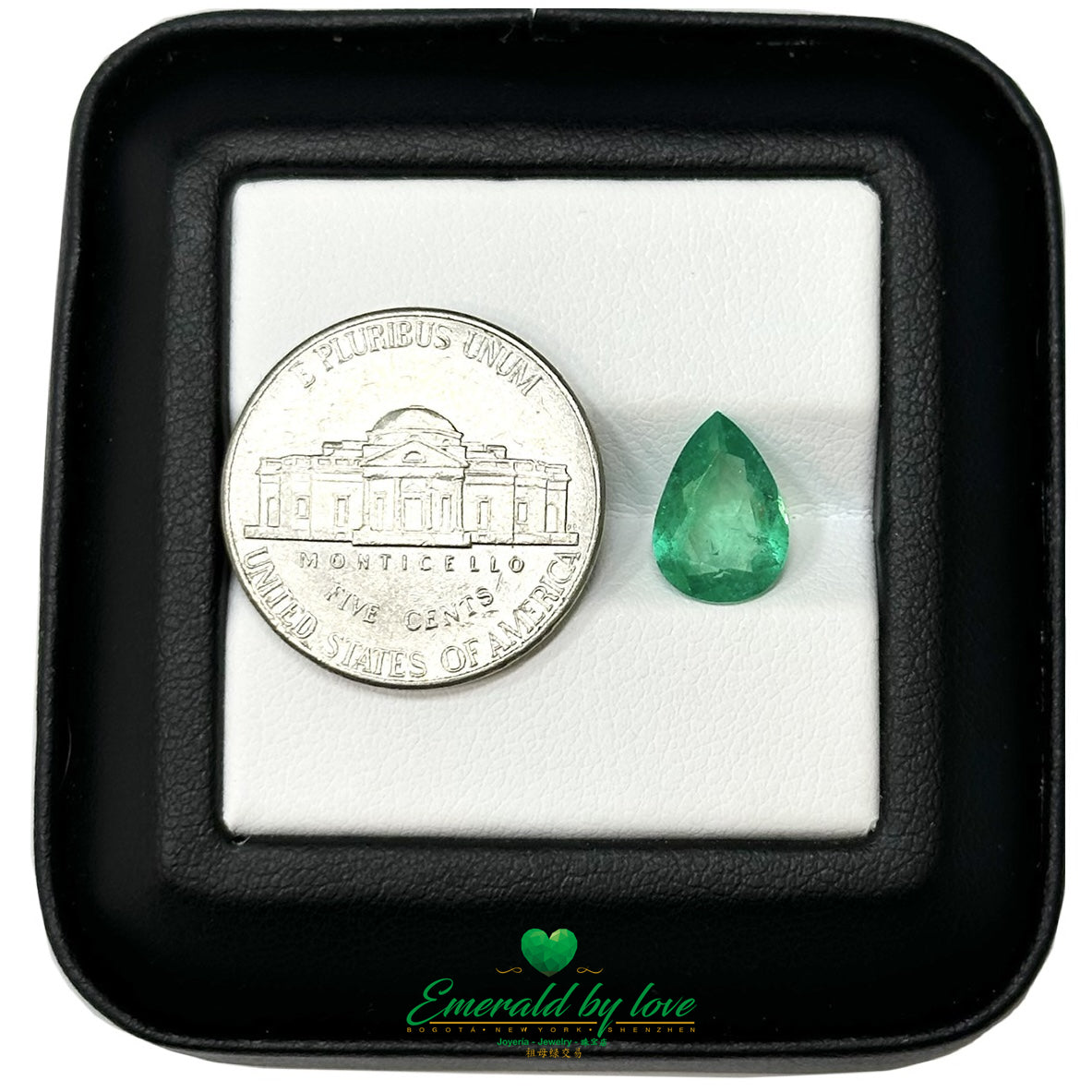 Elegant 1.73 Carat Pear-Shaped Colombian Emerald