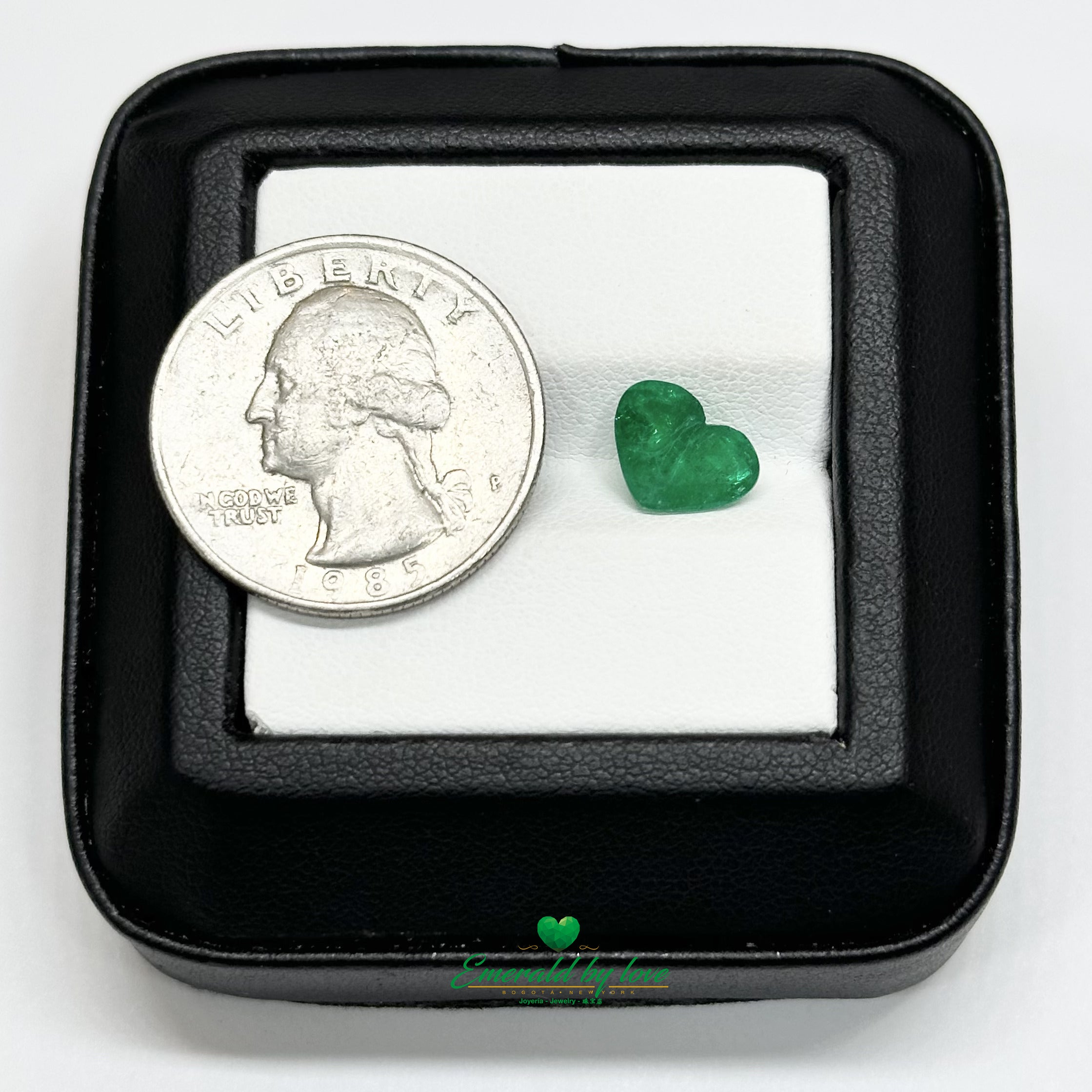 1.82 ct Heart-Shaped Dark Green Emerald with Cloud Inclusions on the Right Side