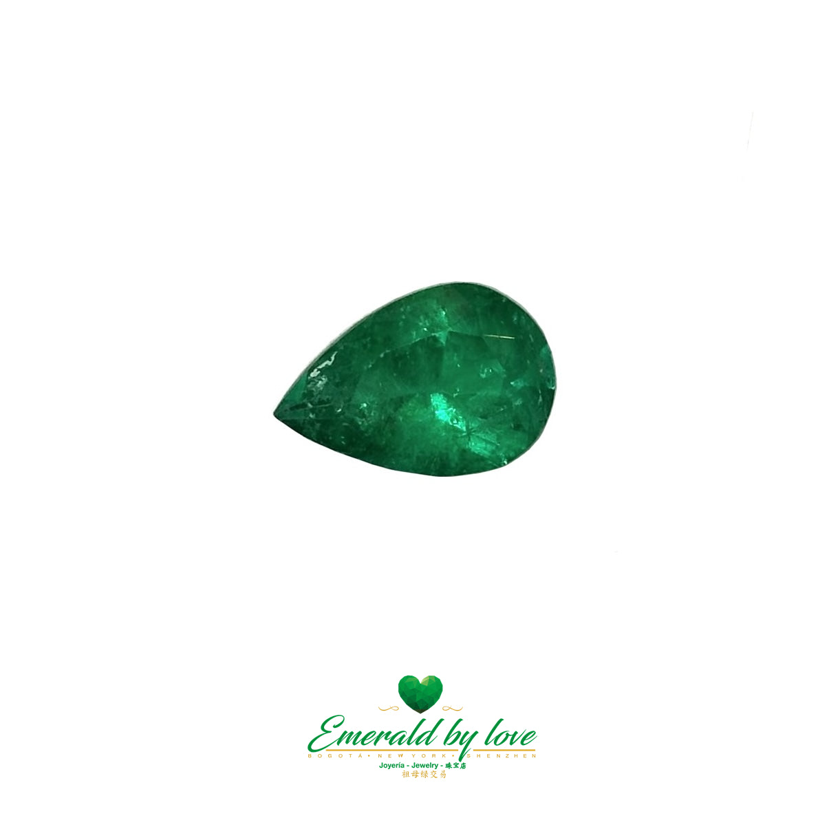 Glimmering Splendor: 2.98 Carat Pear-Shaped Colombian Emerald