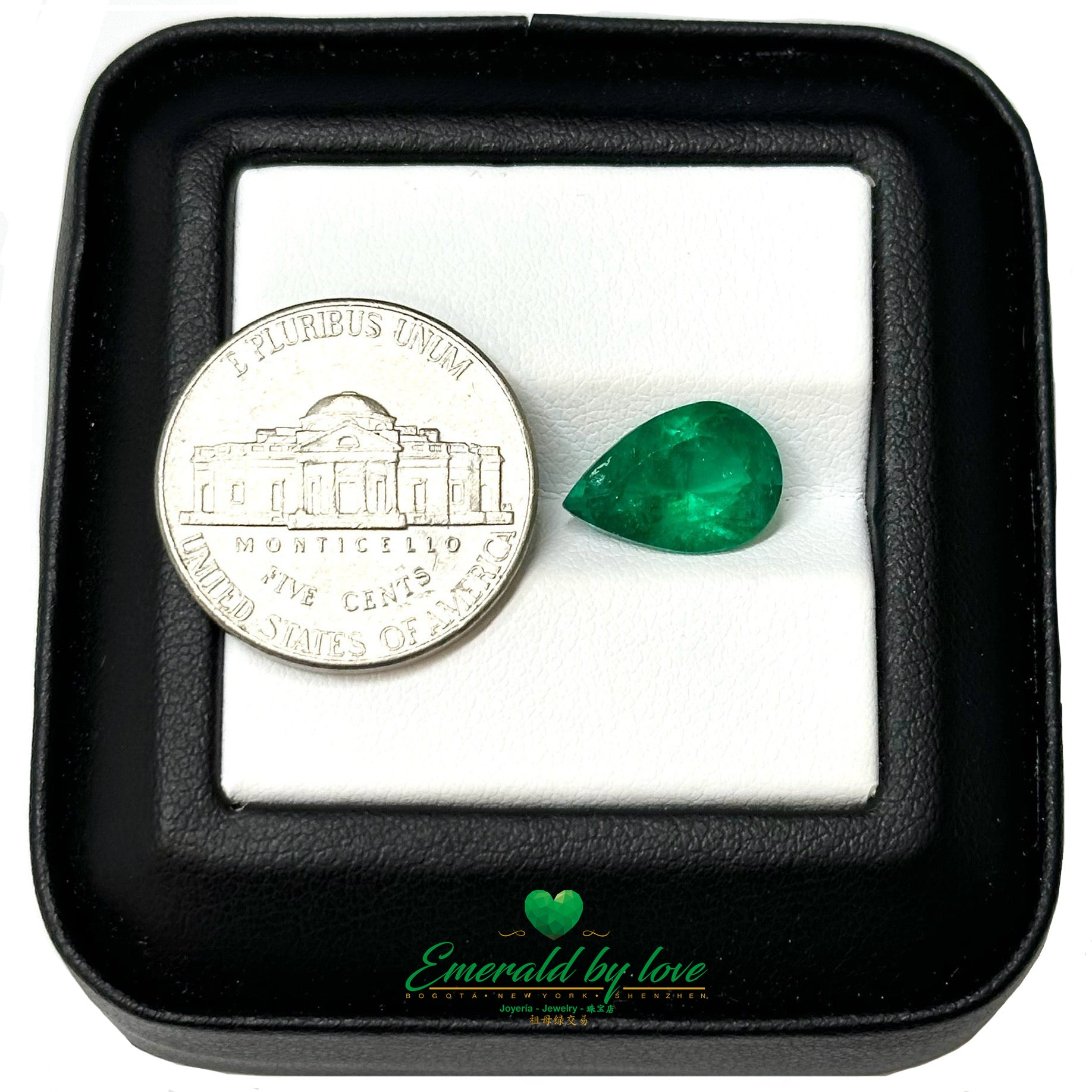 Glimmering Splendor: 2.98 Carat Pear-Shaped Colombian Emerald