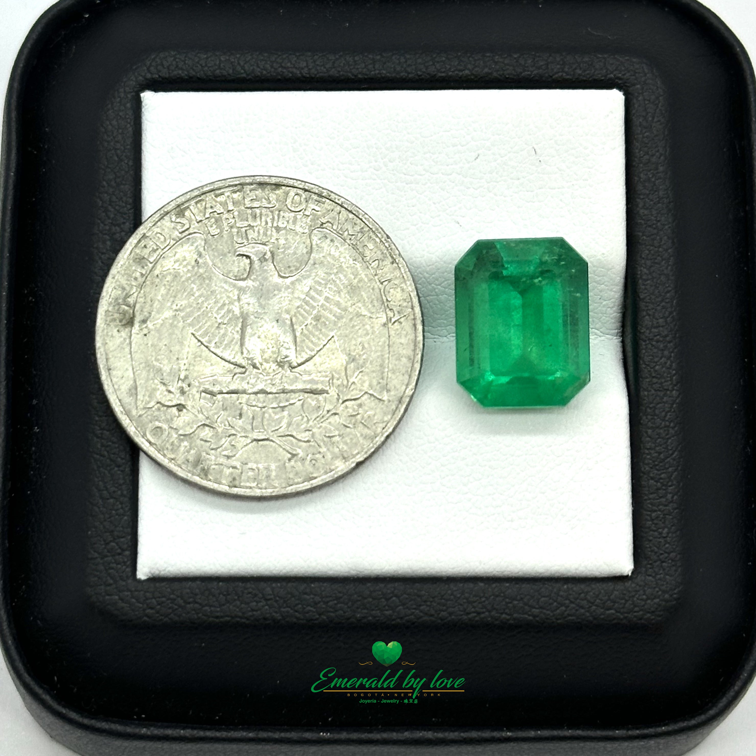 6.13 ct Natural Colombian Emerald – Intense Green Emerald Cut Gemstone