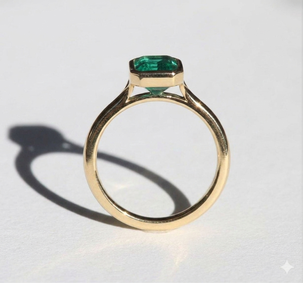 18K Gold Ring with Emerald