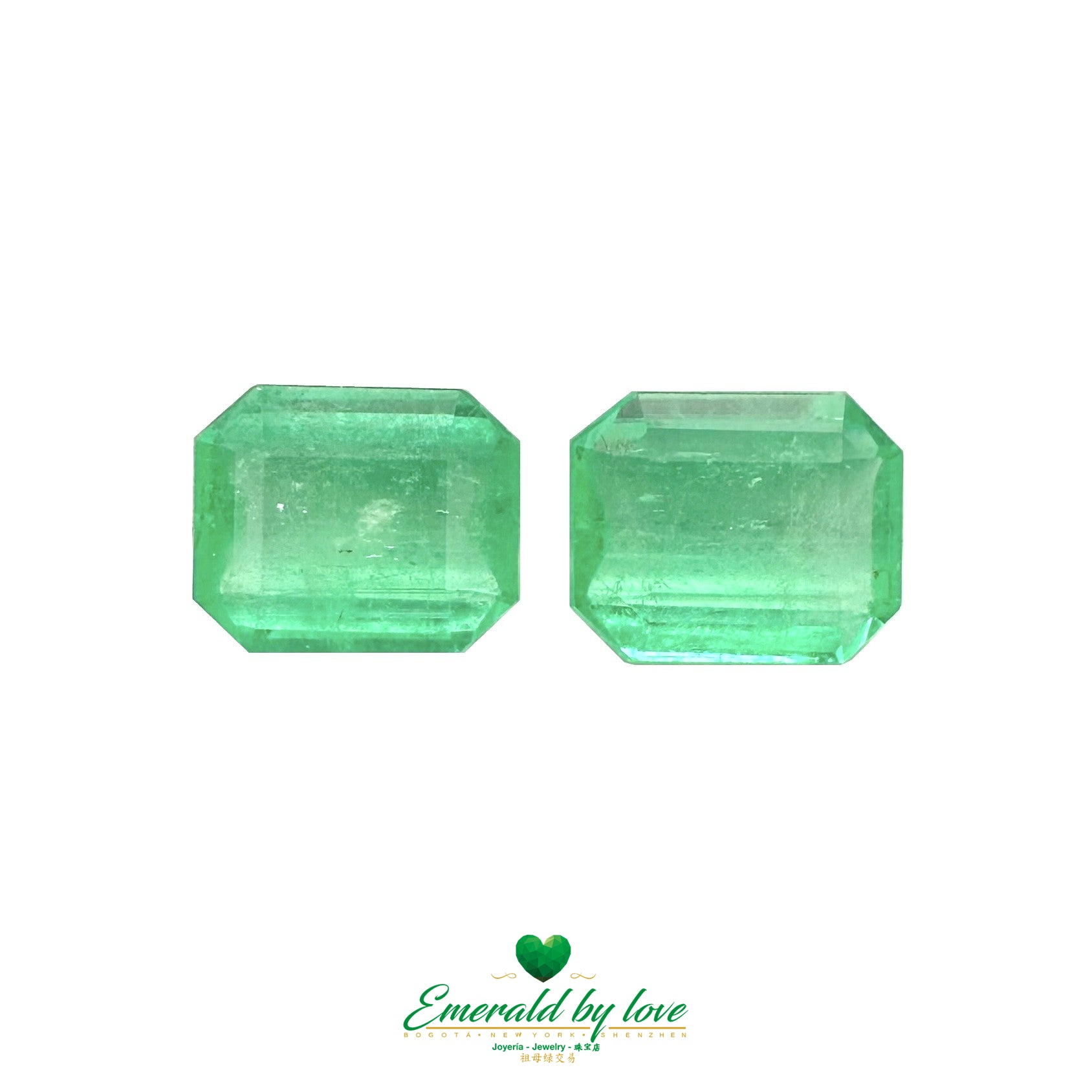 Crystal-Clear Pair of Colombian Emeralds – Total 7.04ct of Natural Green Elegance