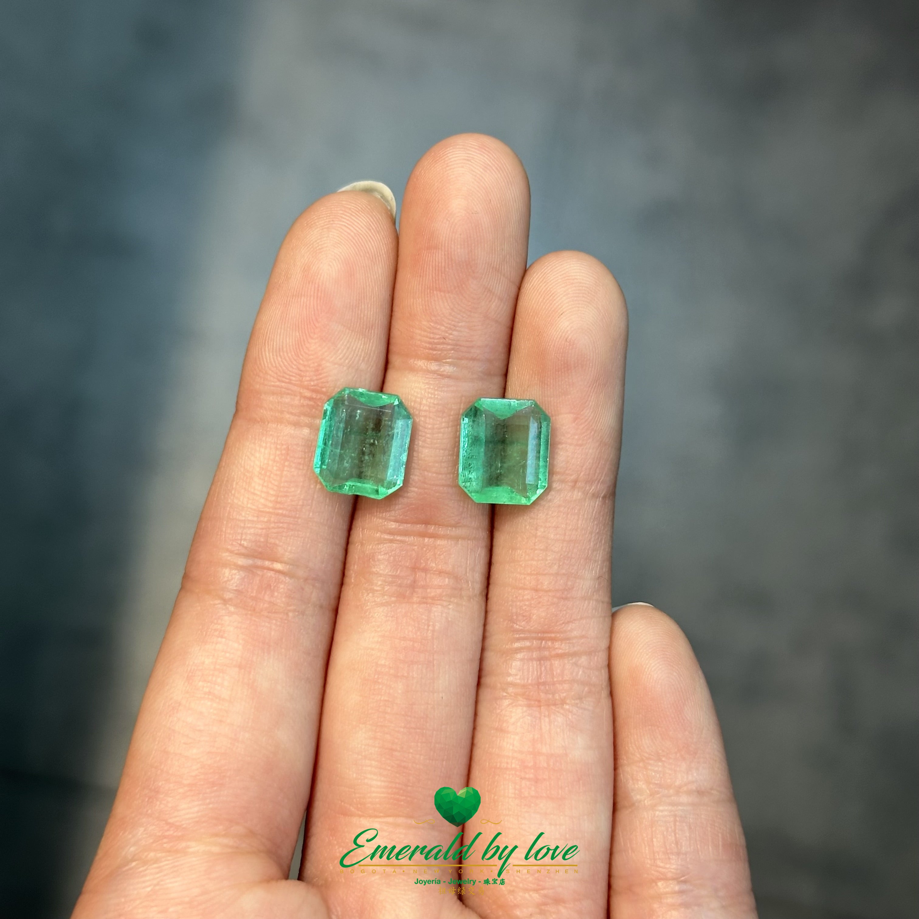 Vivid Pair of Colombian Emeralds – 7.05ct Total with Exceptional Color