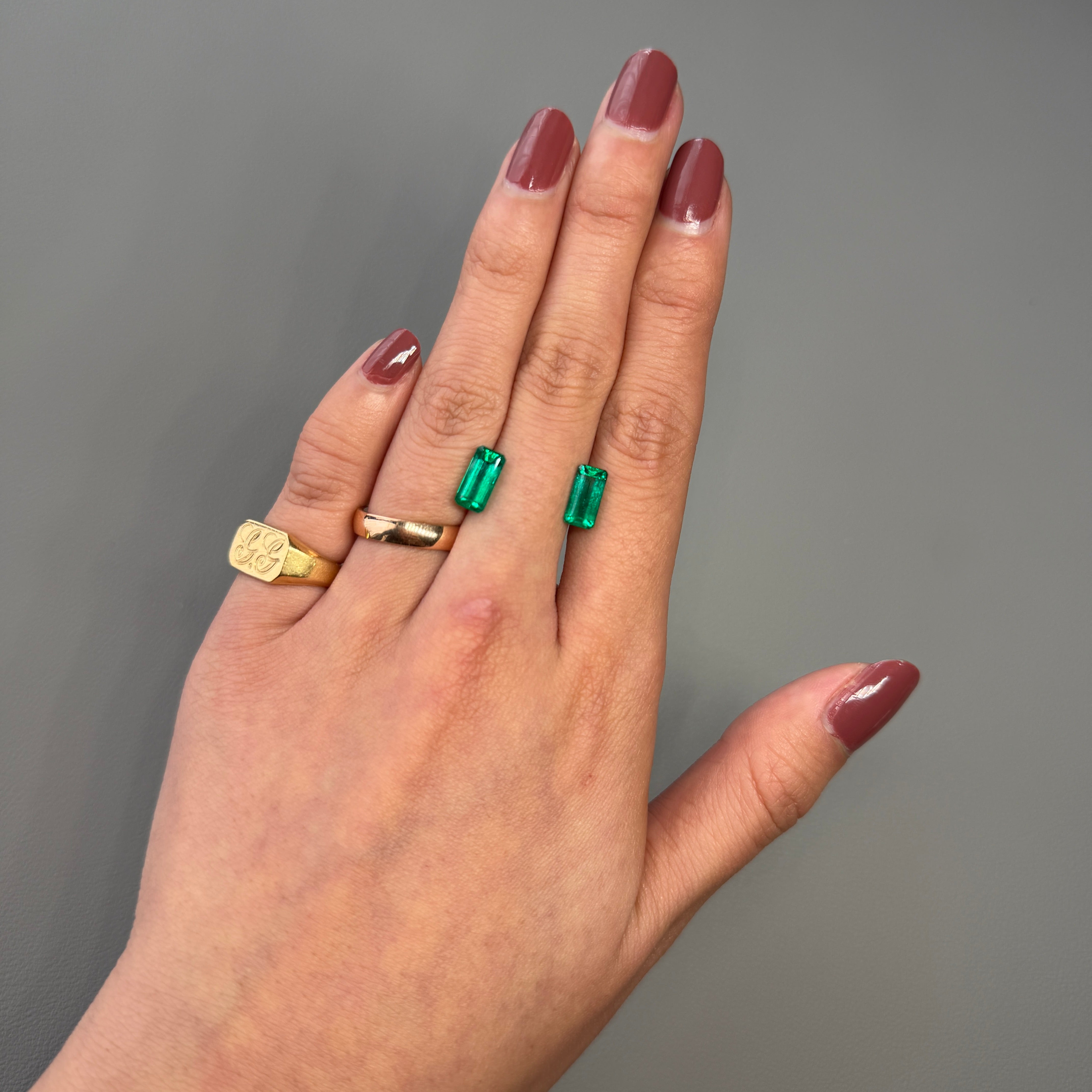 Beautiful 3.03 Carat Matching Pair Colombian Emeralds – Baguette Cut Fine Gemstones