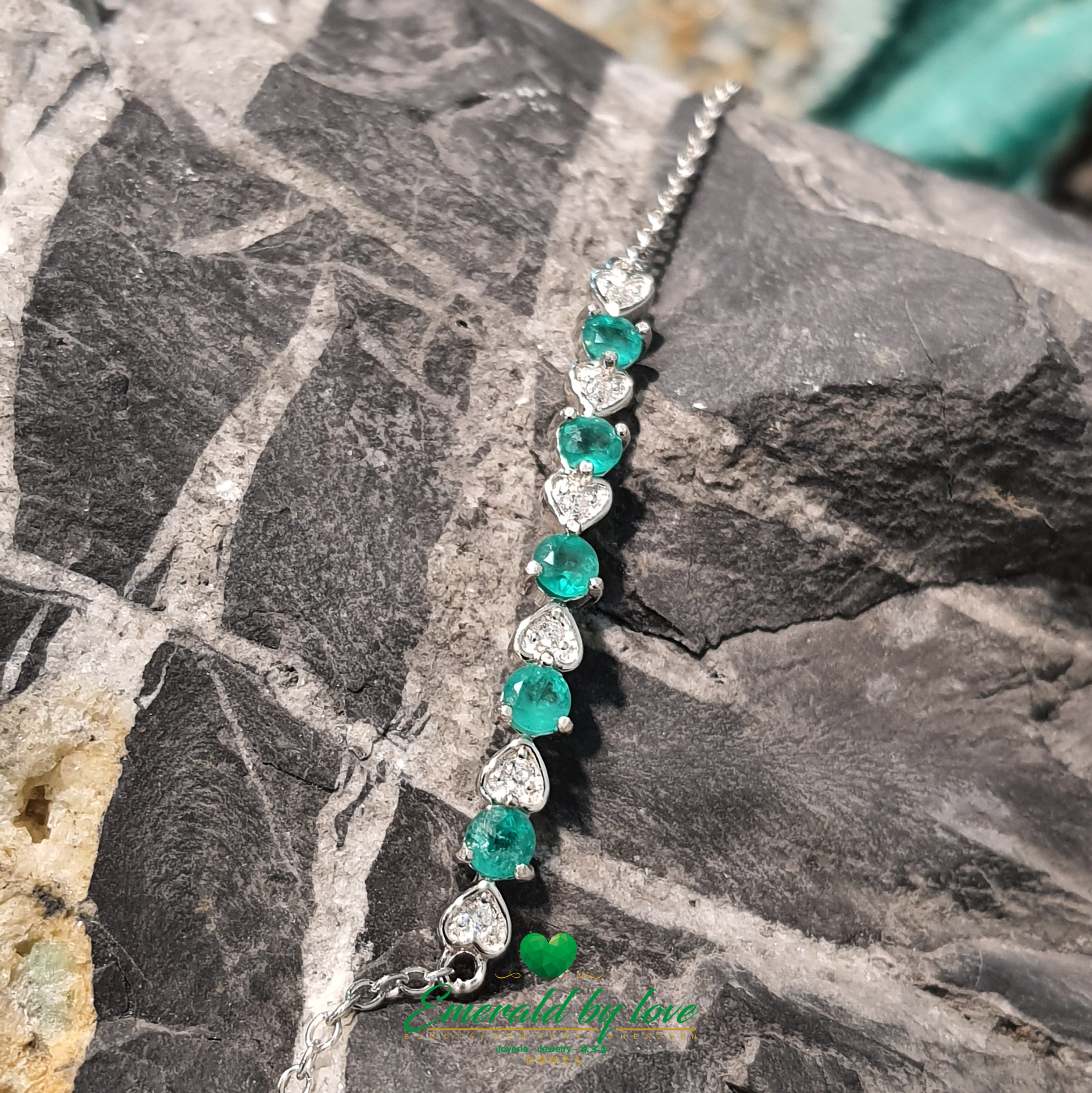925 Silver Emerald and Zircon Bracelet