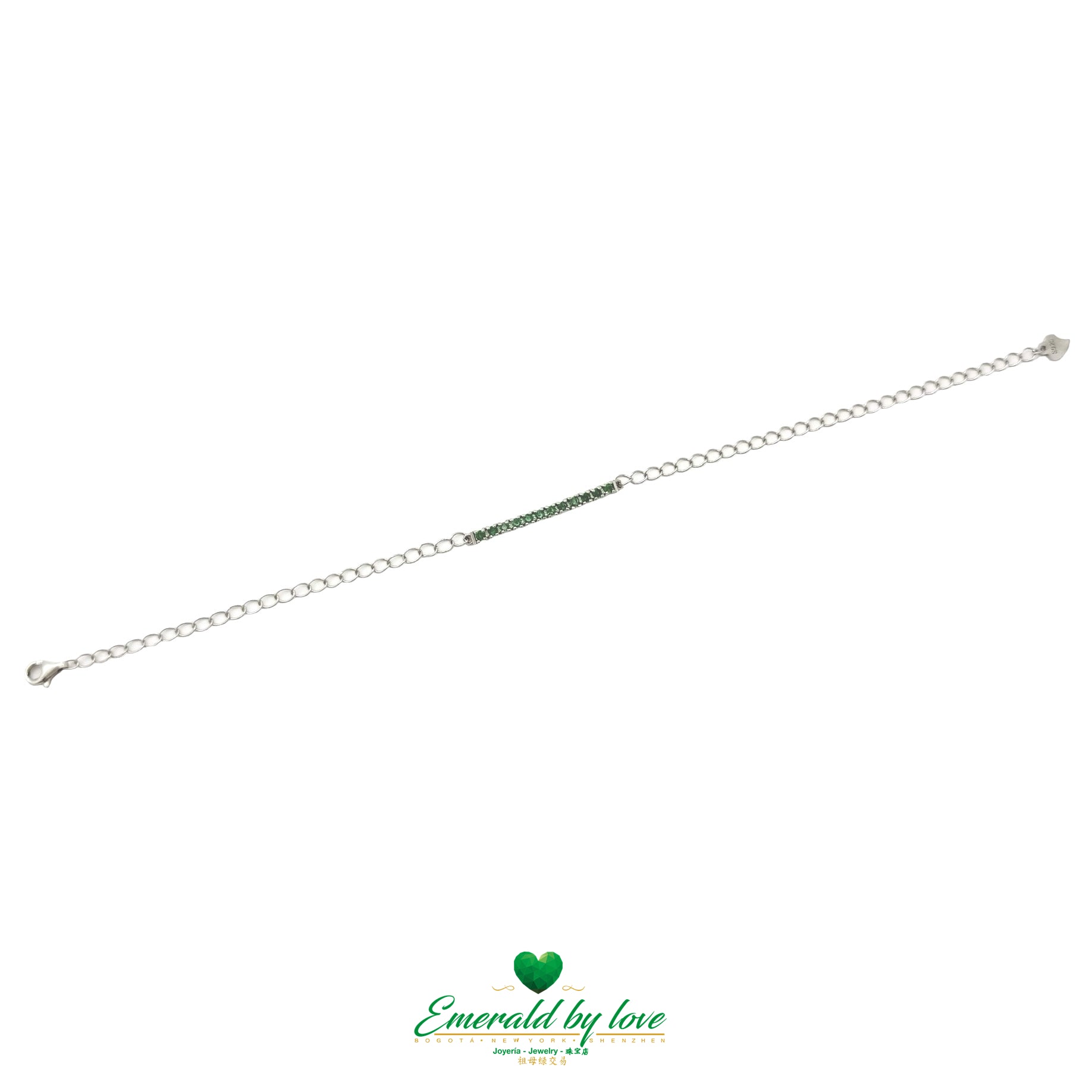 Semi-Band Emerald Bracelet – Round Colombian Emeralds in Sterling Silver