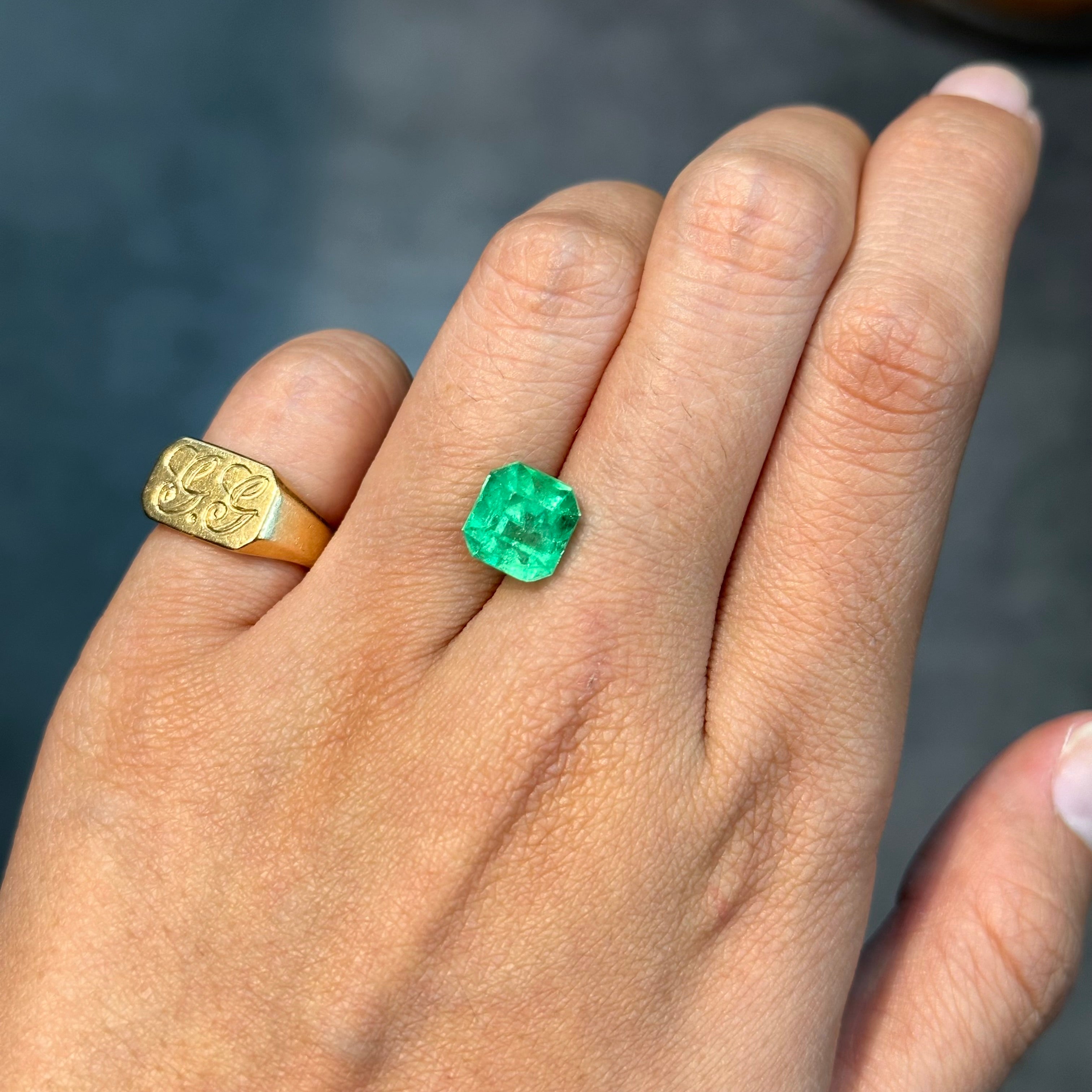 3.38 carat emerald from Colombia with stunning radiance and deep green saturation