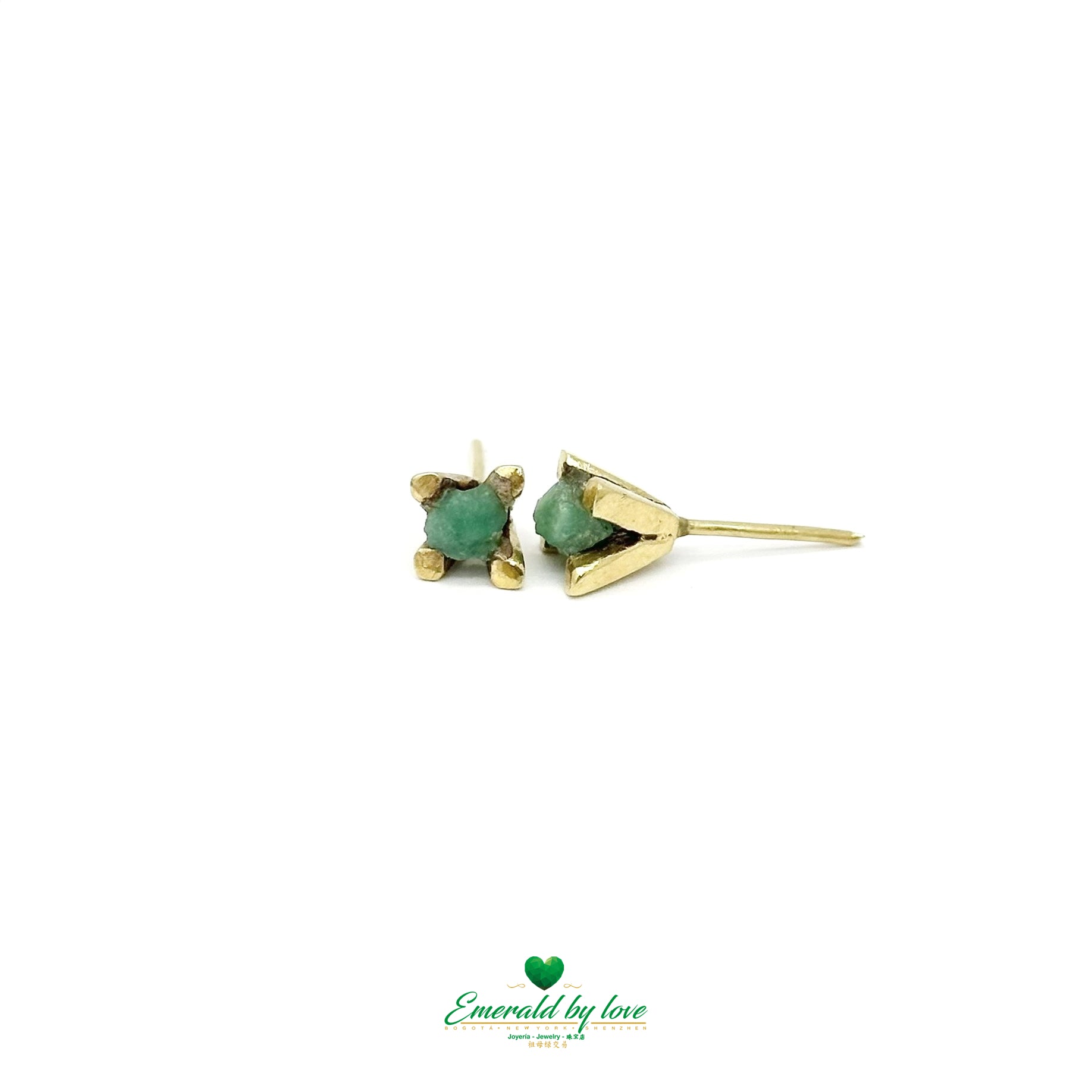 Simple 24K Gold-Plated Earrings with Rough Colombian Emeralds