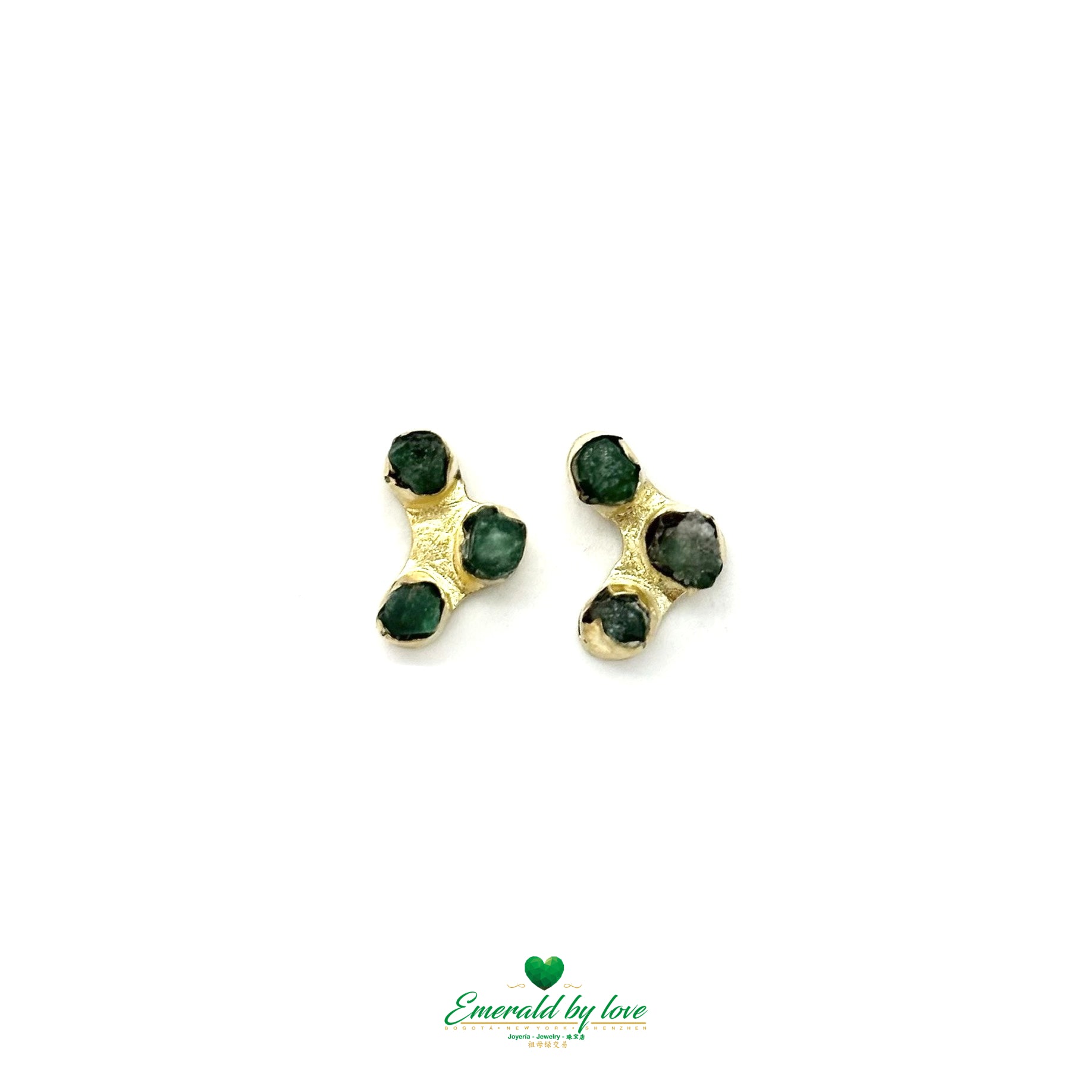 Creative Earrings with Colombian Emerald Trio