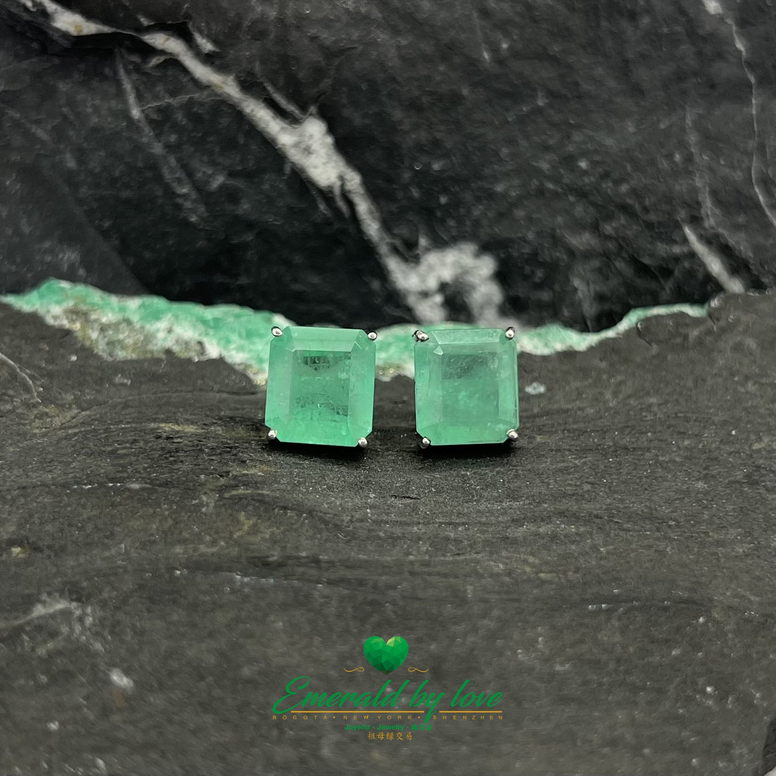 Timeless Sophistication White Gold Square Emerald Earrings: 8.27 TCW