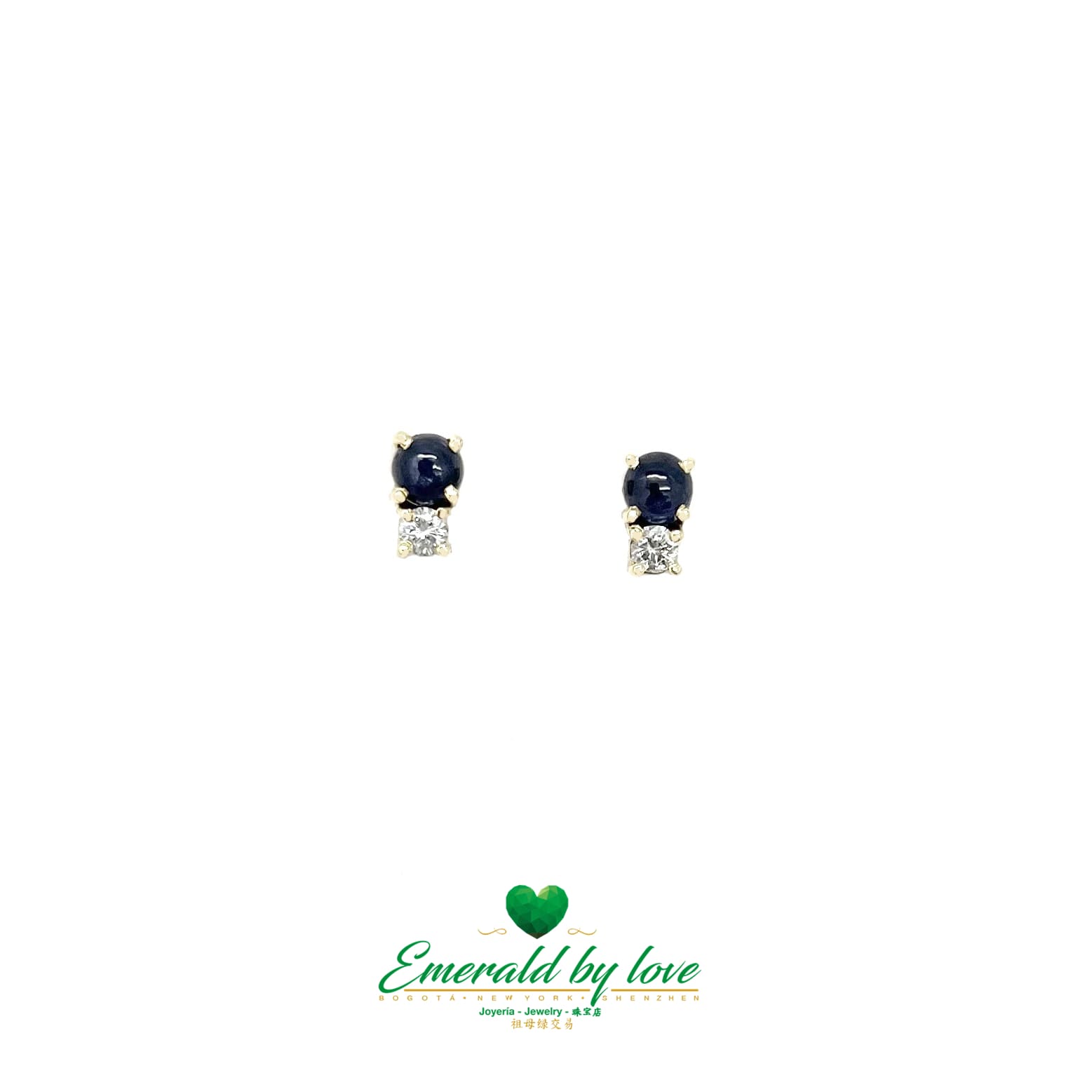 Elegant 18K Yellow Gold Earrings with Sapphires and Diamonds