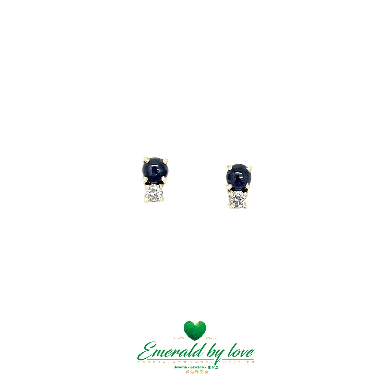 Elegantes Pendientes de Oro Amarillo de 18K con Zafiros y Diamantes