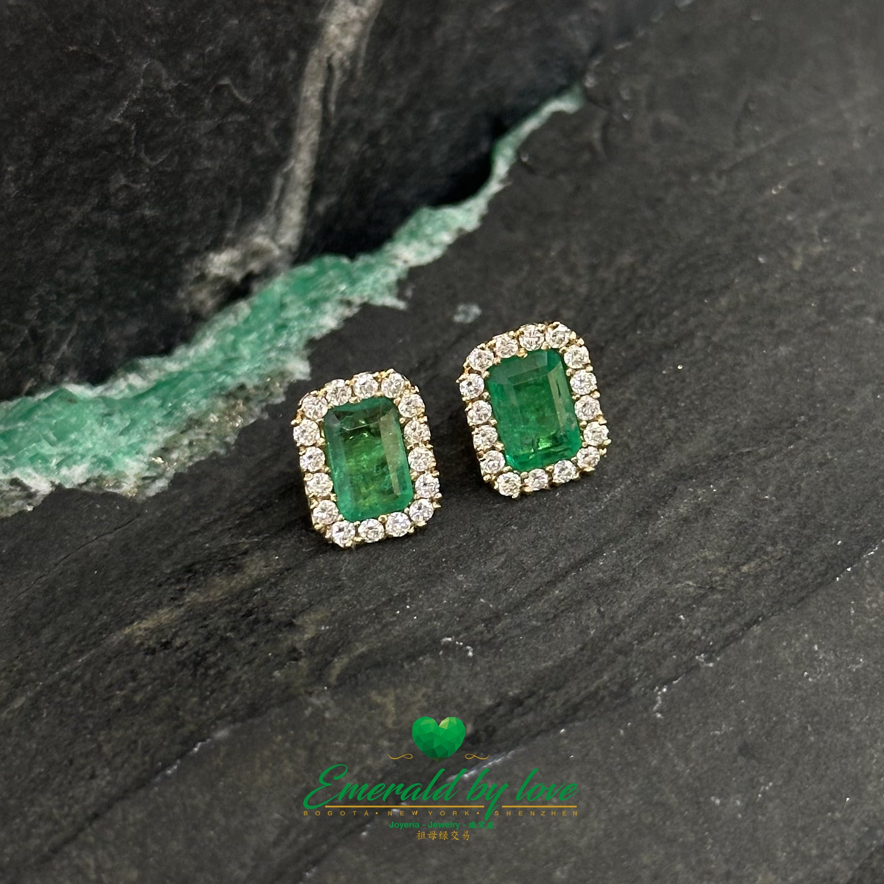 Traditional Marquise Yellow Gold Earrings: 1.69 TCW Colombian Emeralds