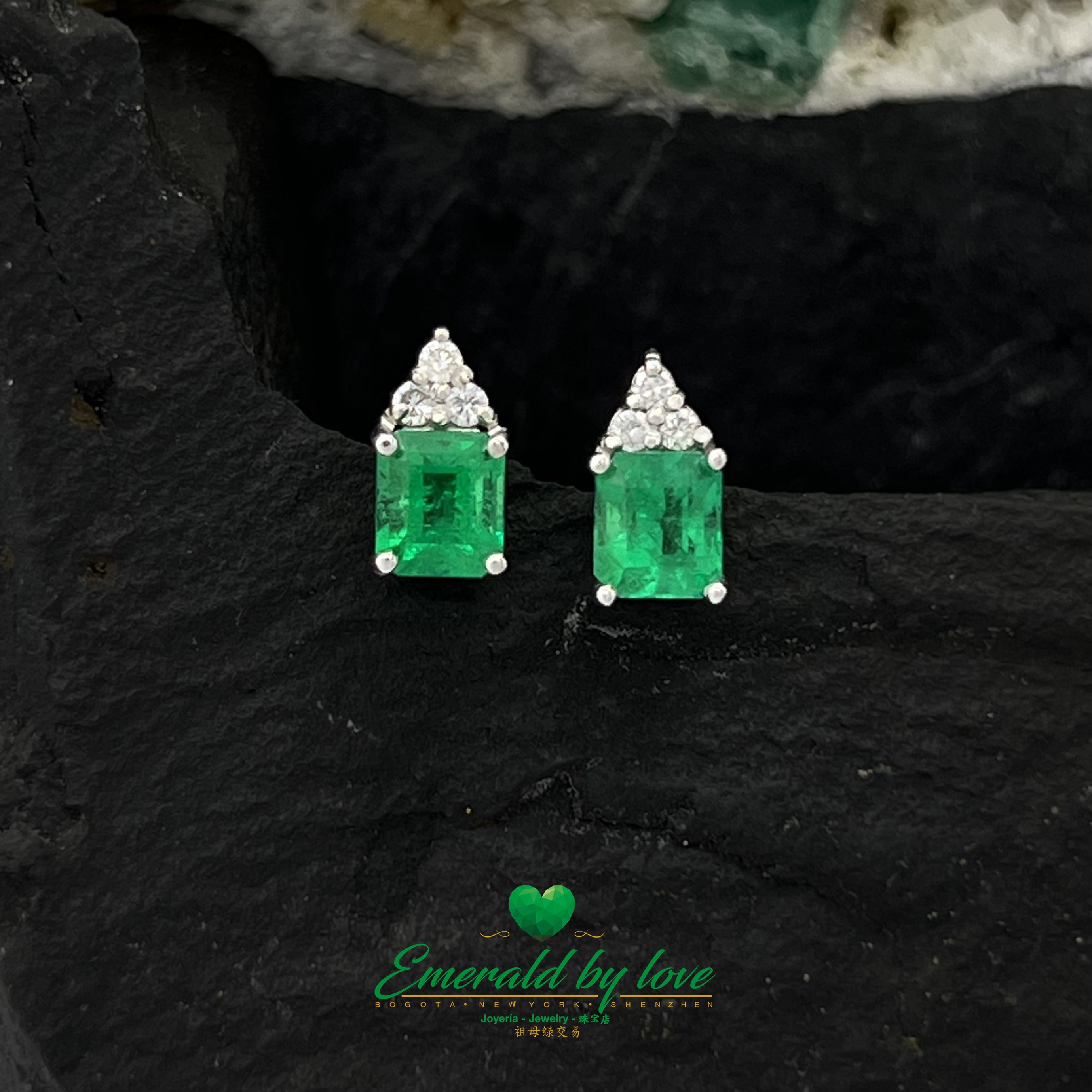 Crown-inspired Emerald and Diamond Earrings: Regal Elegance