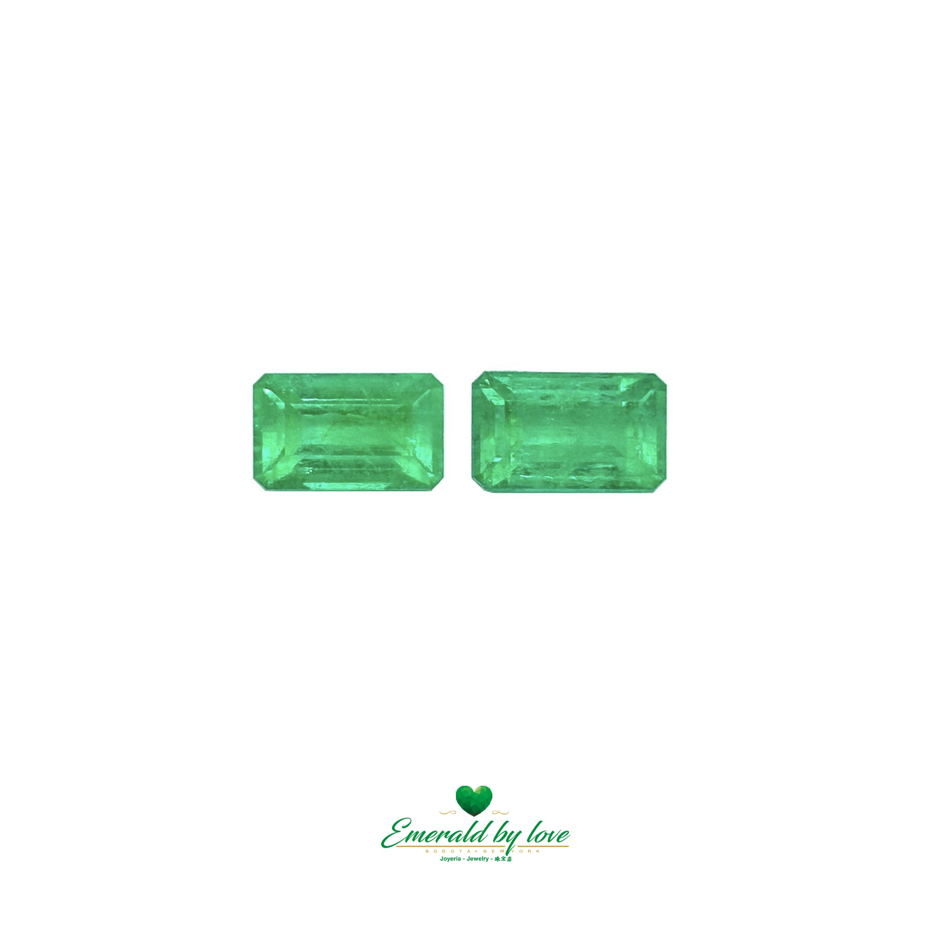 Pair of vivid green Colombian emerald baguettes with a total of 7 carats, ideal for luxury settings