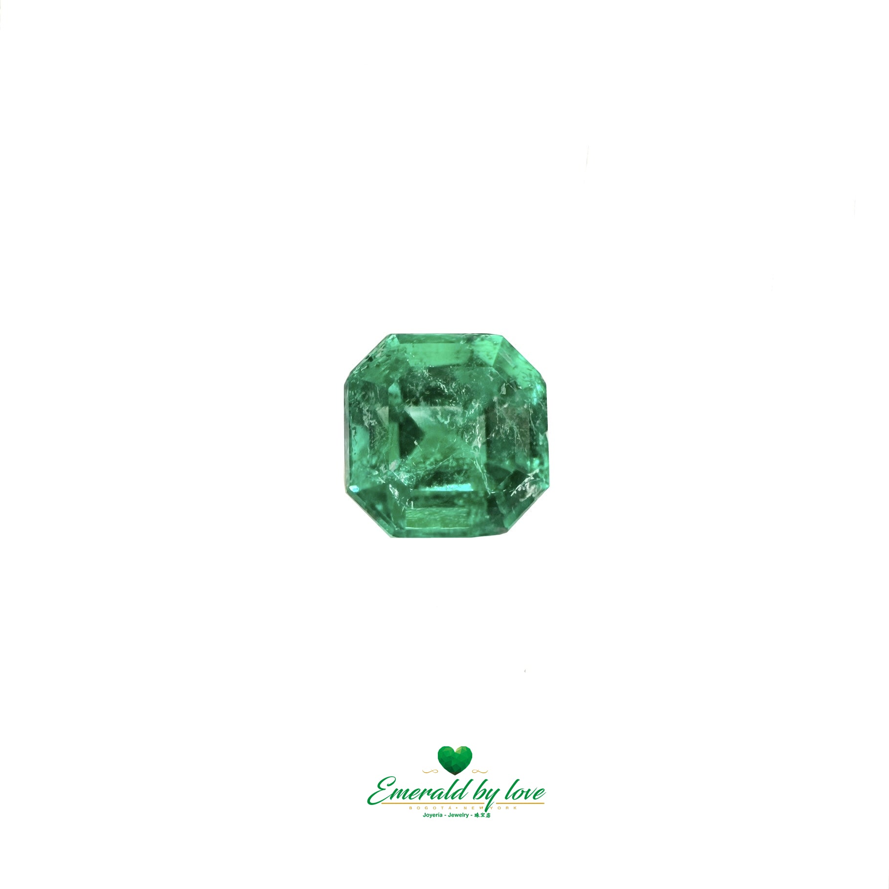 0.82 carat square-cut Colombian emerald with vibrant green color and excellent finish