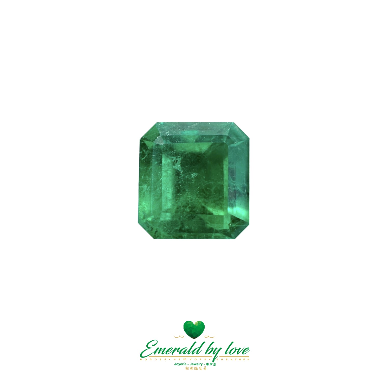  1.52 carat Colombian emerald in square cut with vivid green color and striking character