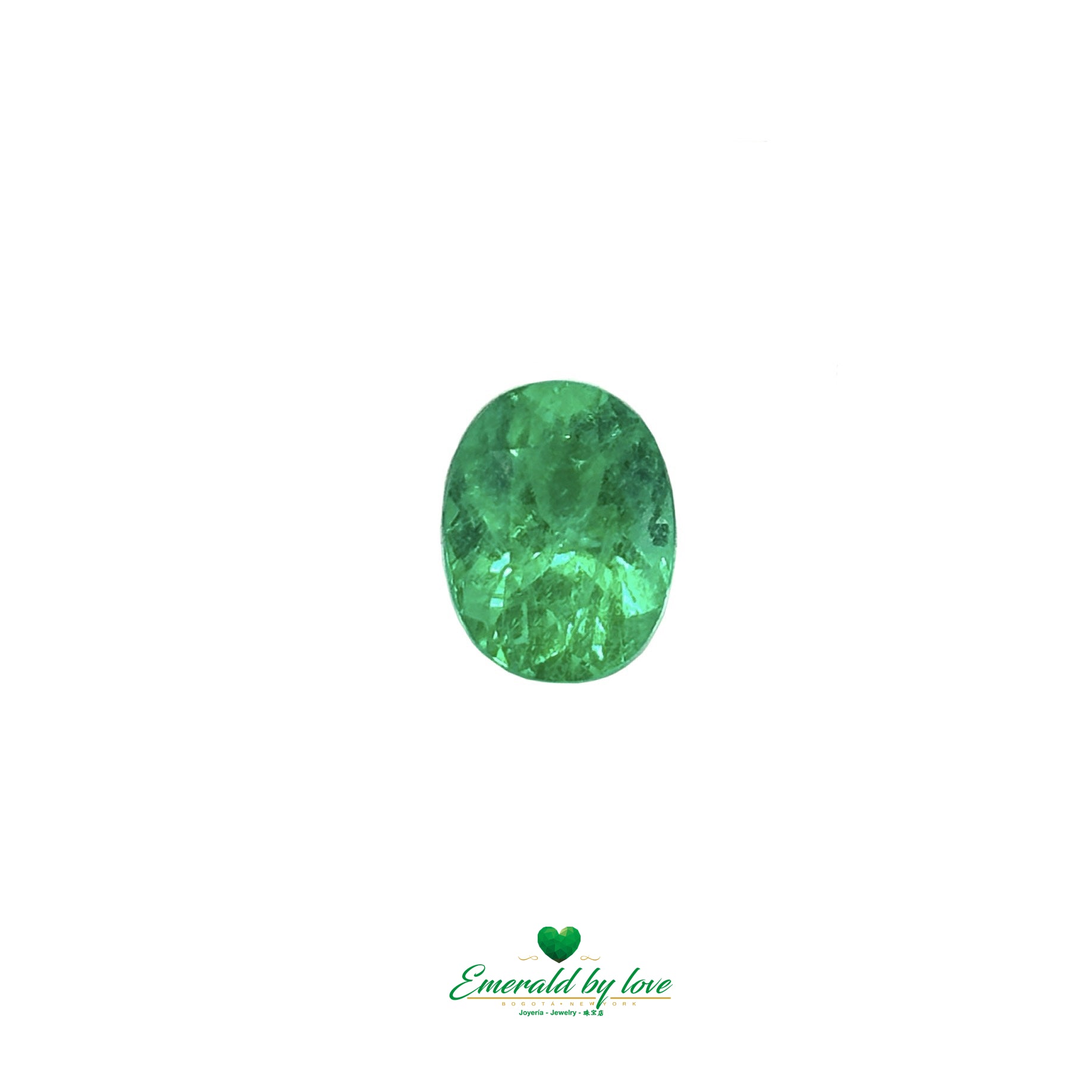  3.45 carat oval-shaped Colombian emerald with vivid green color and exceptional crystal clarity