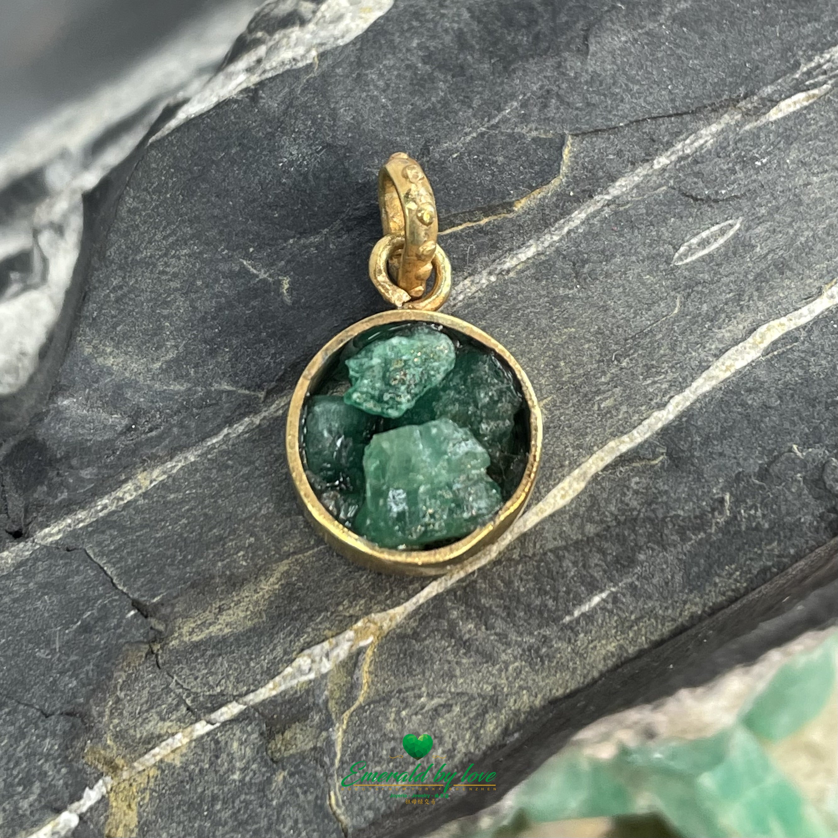 Beautiful Basket Pendant with Clustered Emeralds