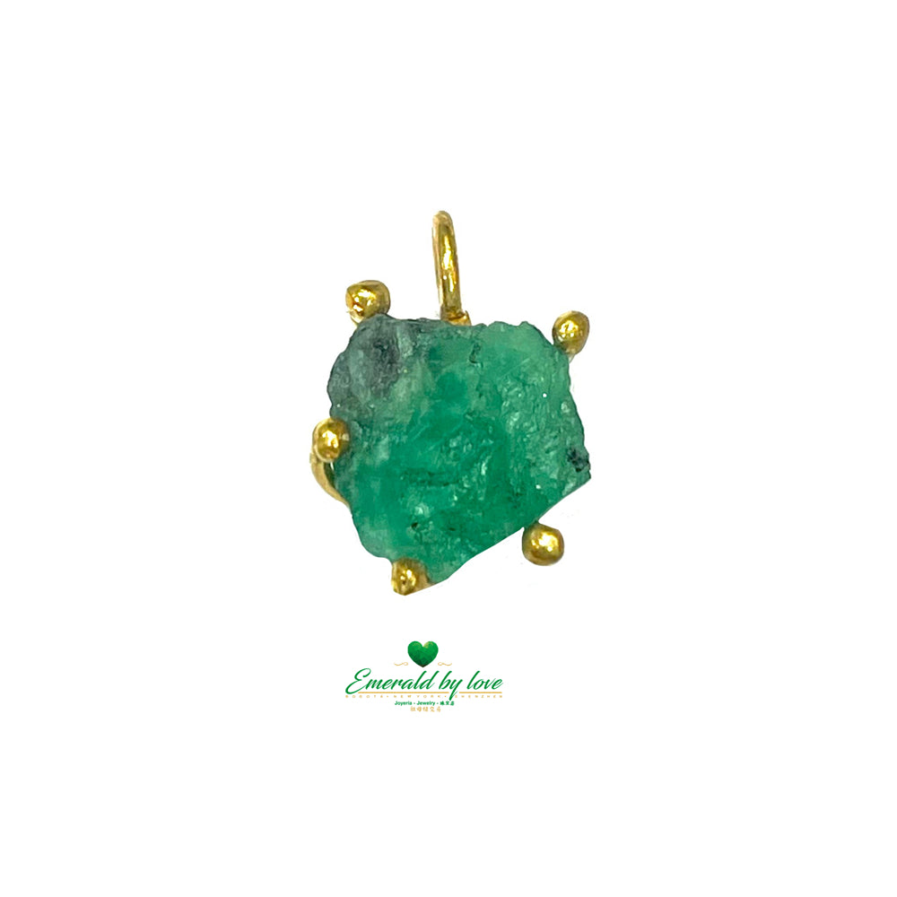 Gold-Plated Pendant with 6.0 ct Rough-Cut Emerald