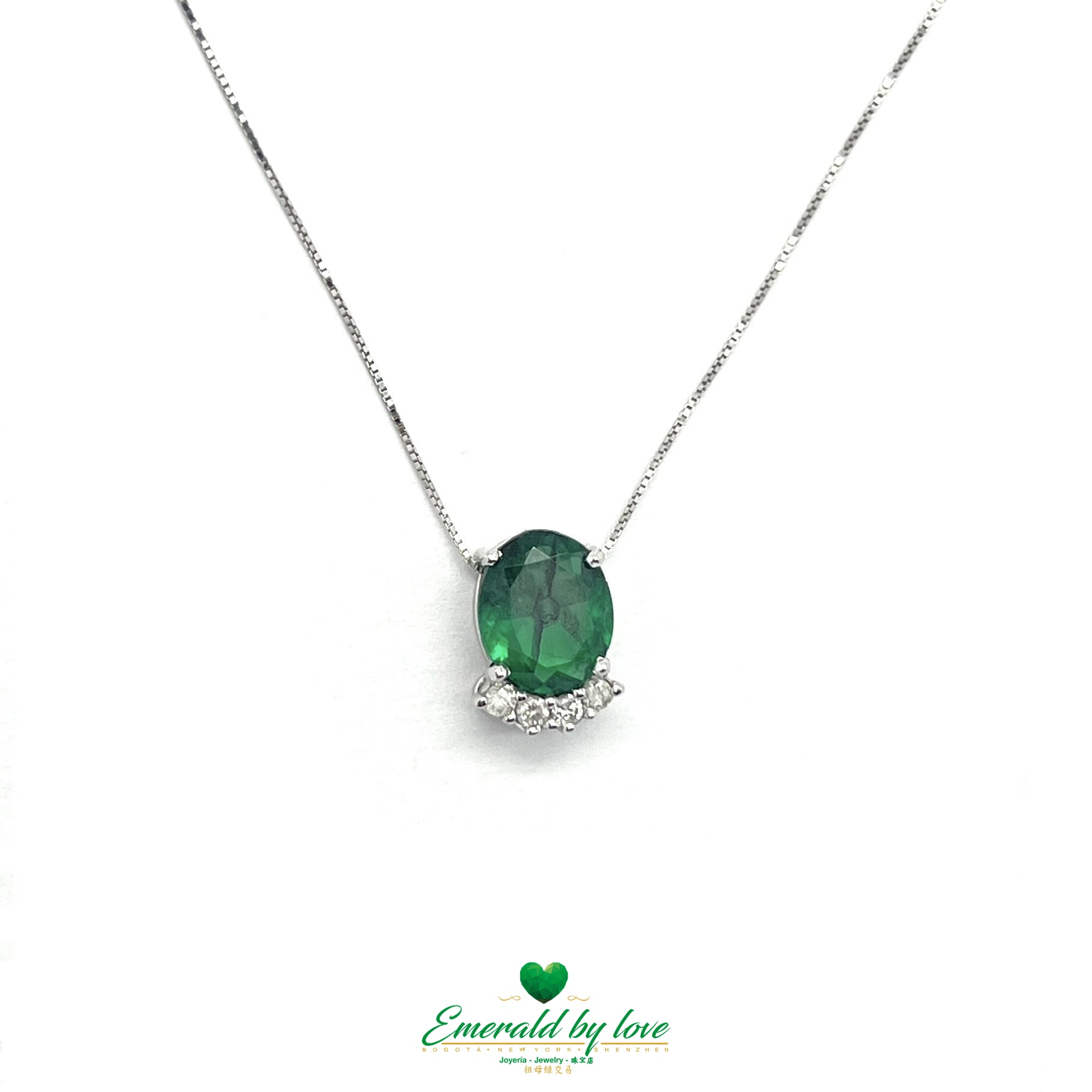 18K White Gold Trapiche Pendant with 1.66ct Natural Colombian Emerald