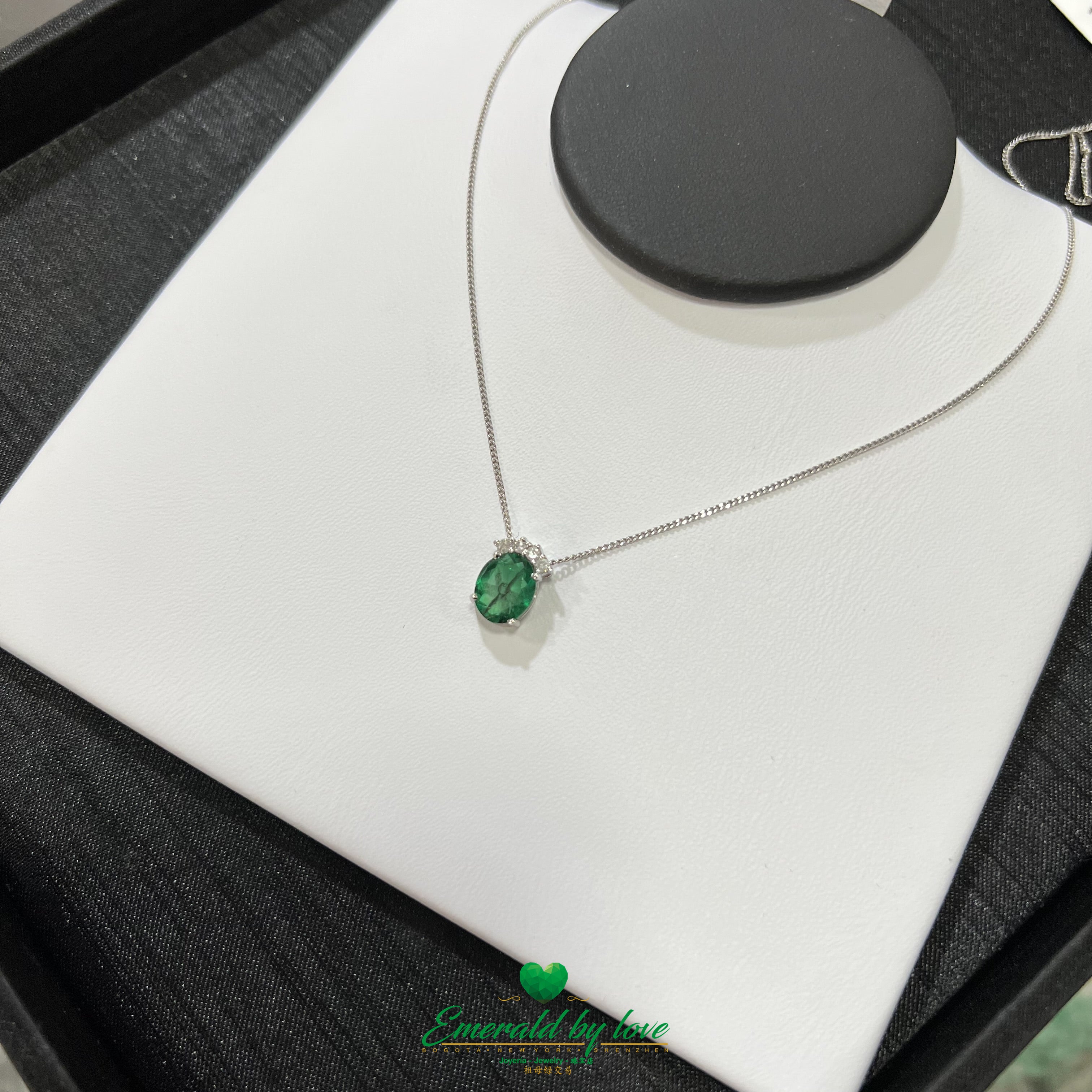 18K White Gold Trapiche Pendant with 1.66ct Natural Colombian Emerald