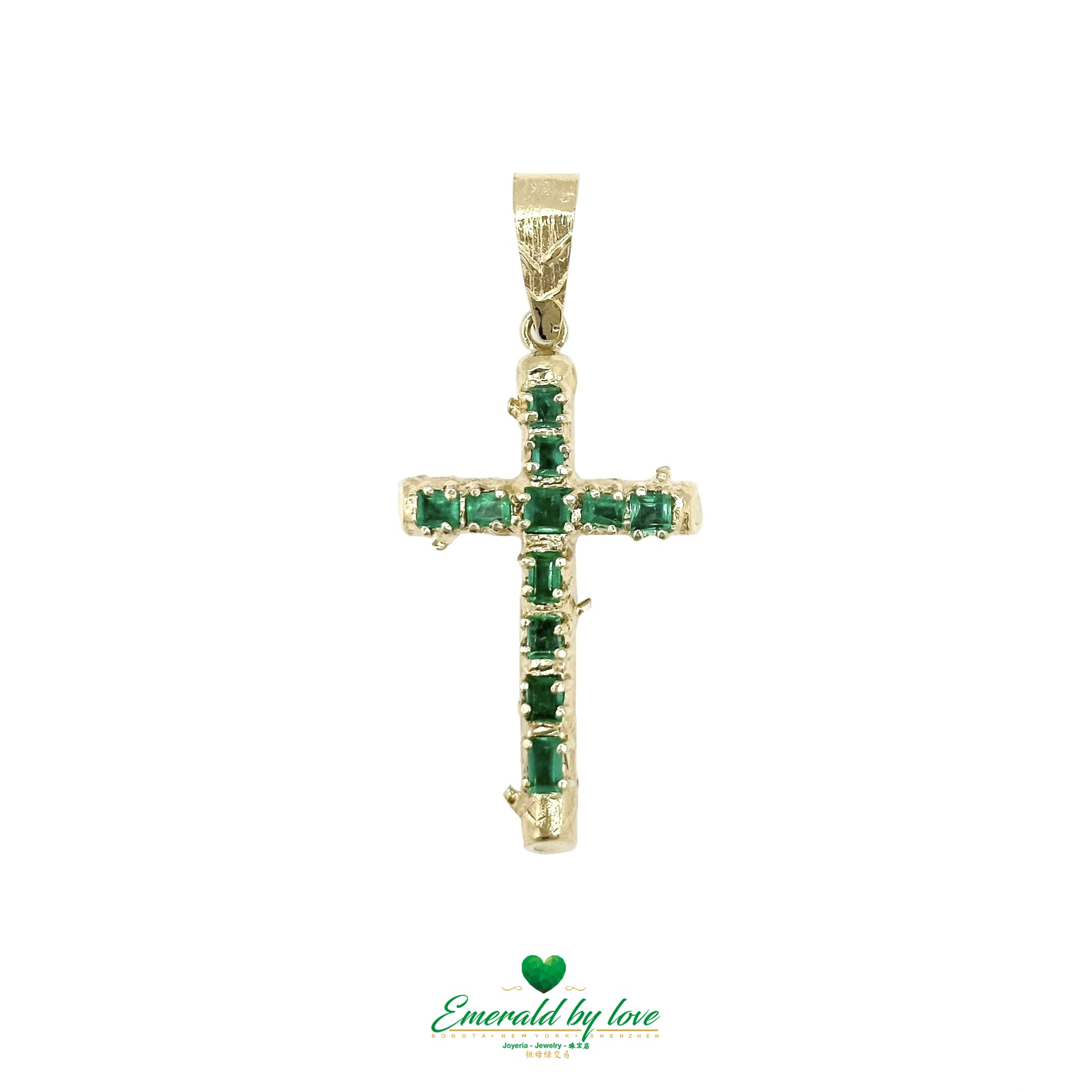 Exquisite Gold Cross Adorned with Colombian Emeralds – Timeless Elegance in Fine Jewelry