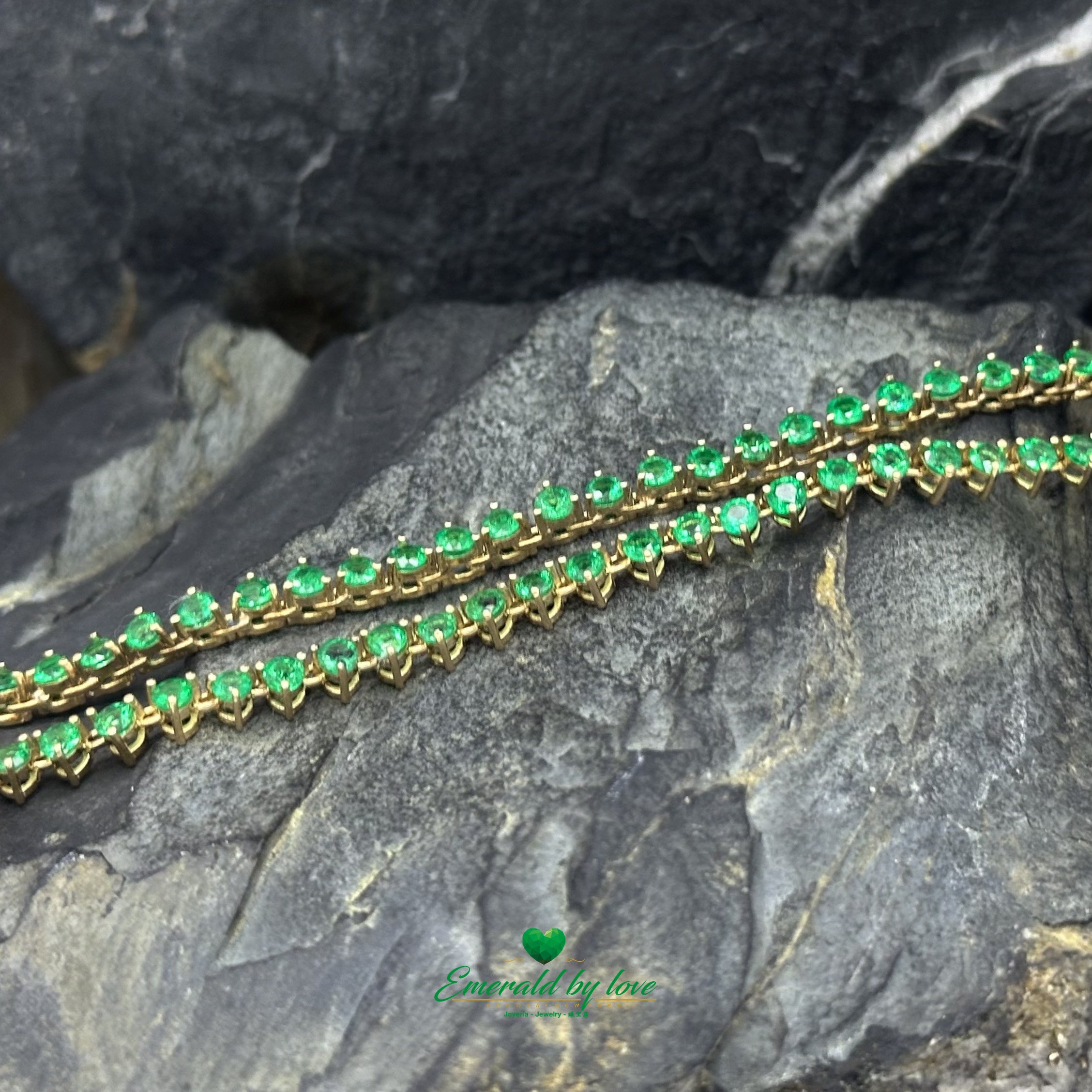 Beautiful Round Colombian Emerald Tennis Necklace
