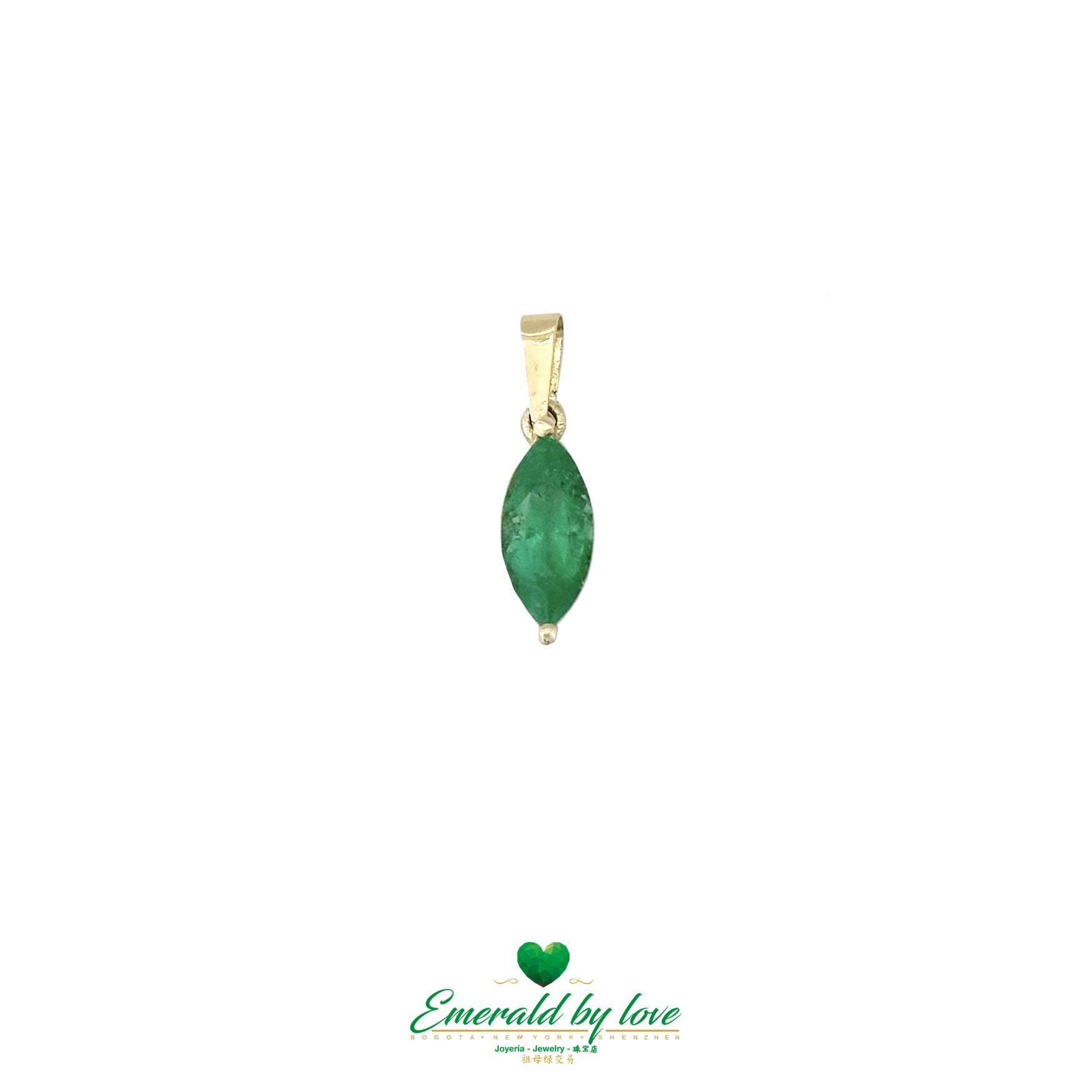 Vertical Marquise-Cut Emerald Pendant in 18K Yellow Gold