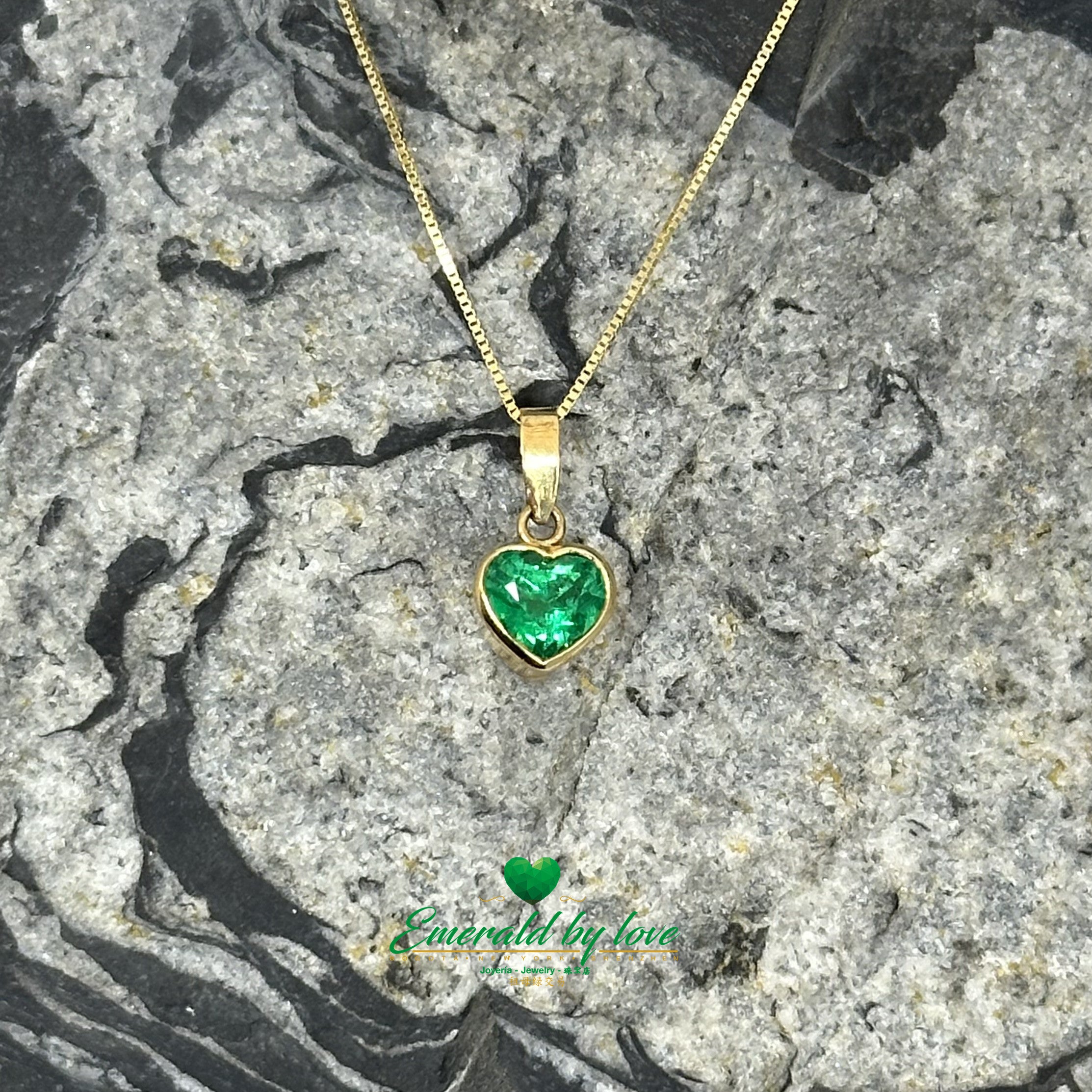 Small Heart Pendant with Bezel-Set Crystal Emerald