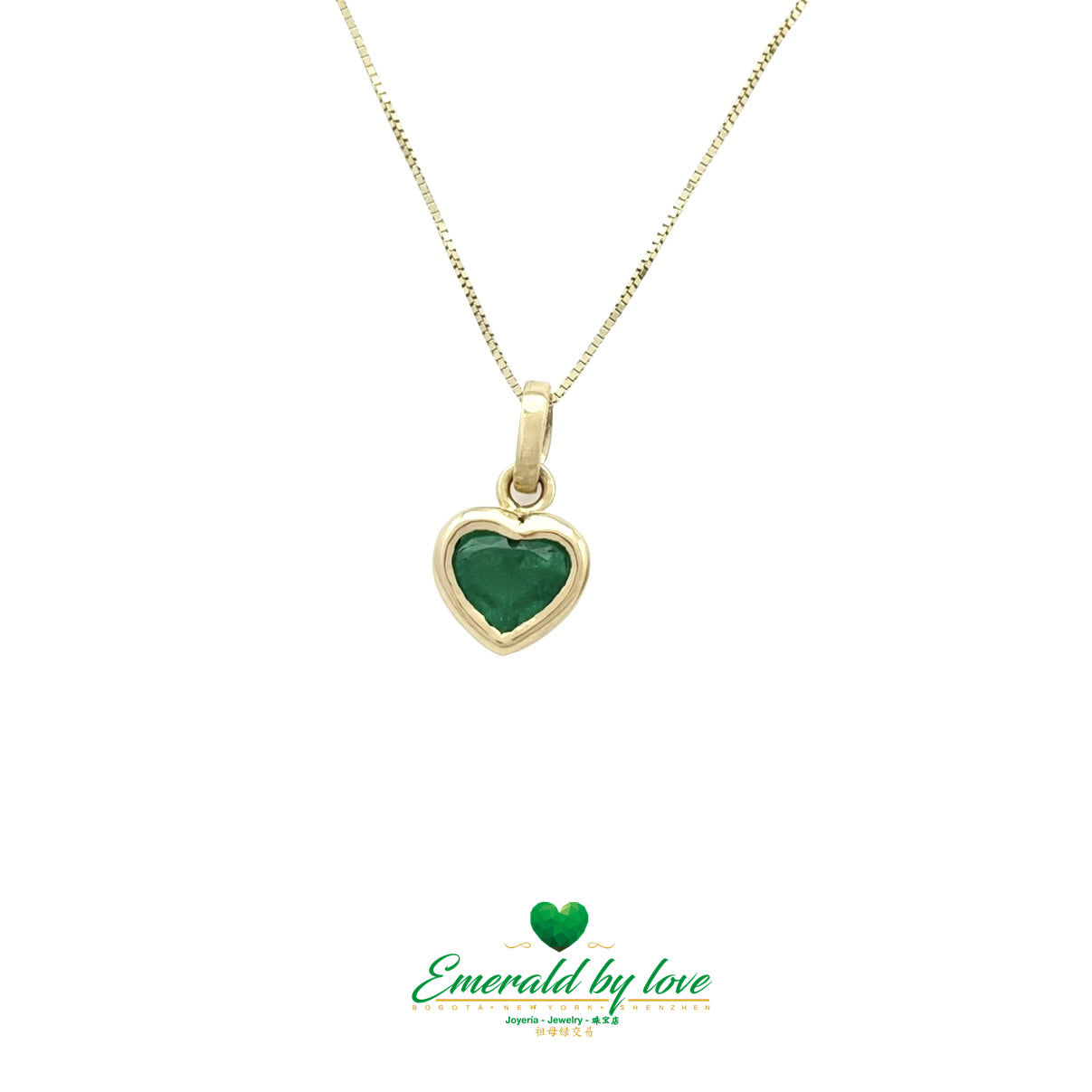 Yellow Gold Bezel-Set Emerald Heart Pendant