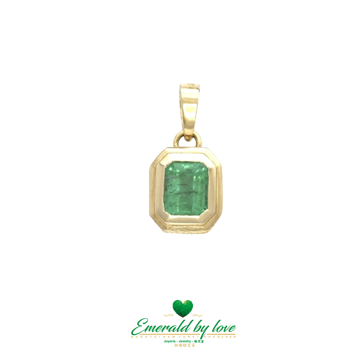Double Bezel Pendant with Emerald-Cut Colombian Emerald