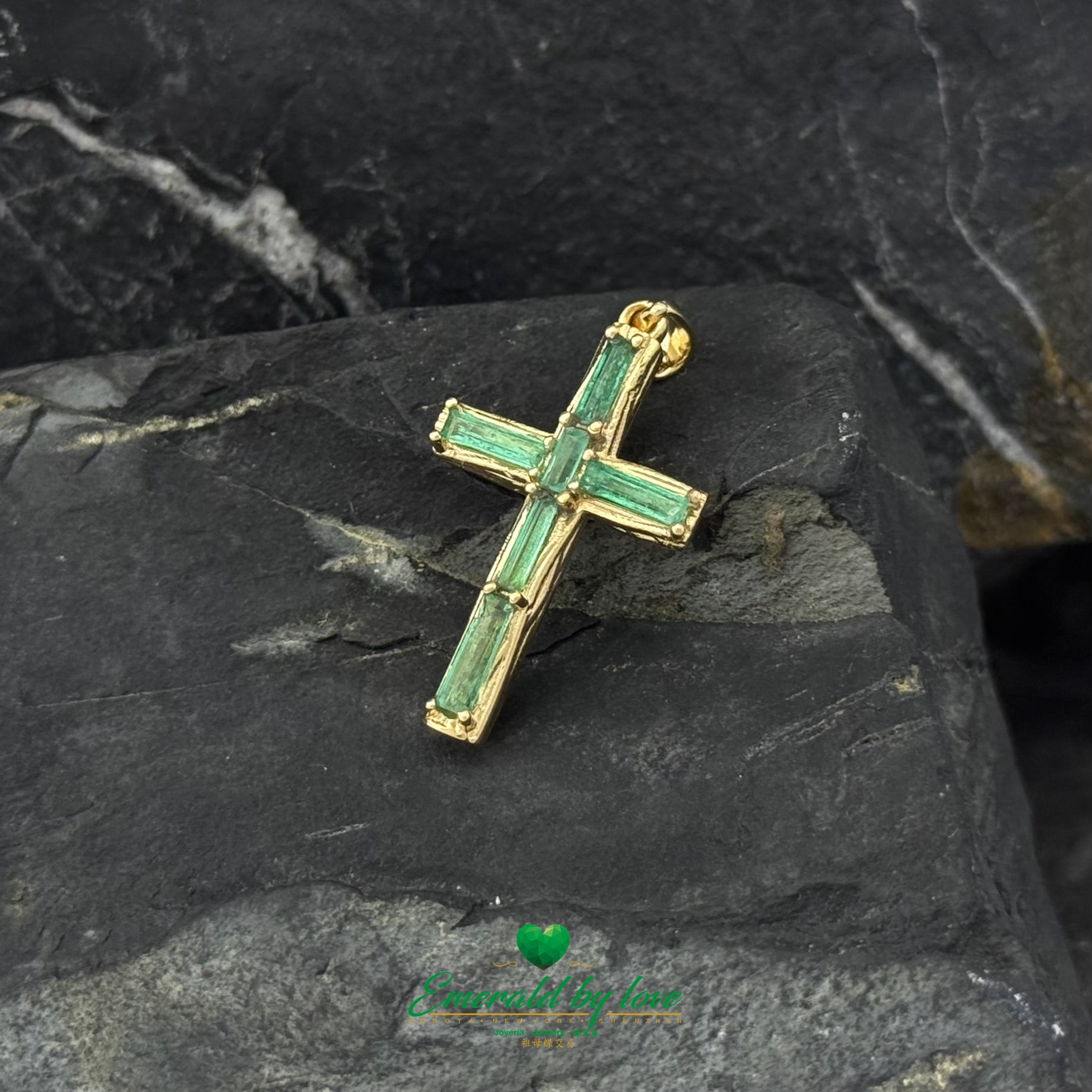 Handcrafted Colombian Emerald Cross in