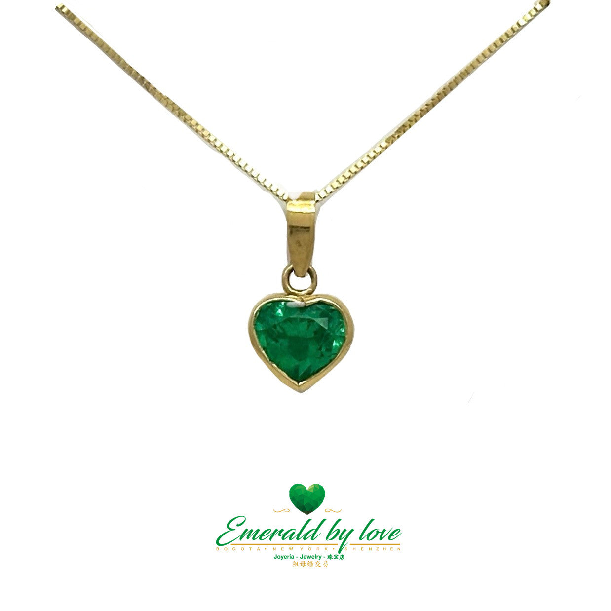 Small Heart Pendant with Bezel-Set Crystal Emerald