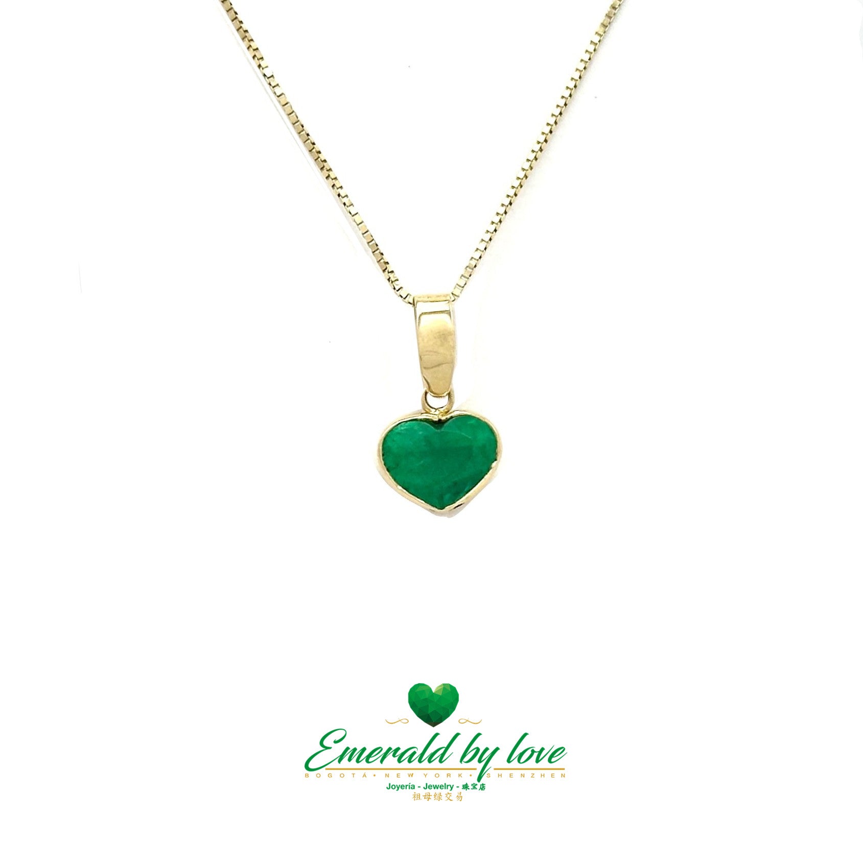 Medium Heart Pendant with Bezel-Set Crystal Colombian Emerald
