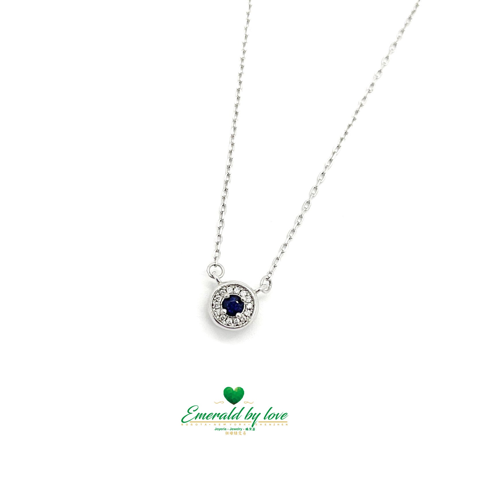 Double-Sided Round Marquis Pendant with Emerald and Sapphire