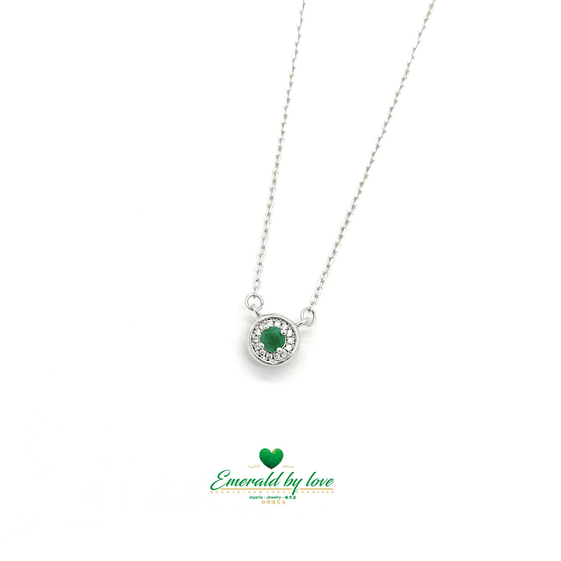 Double-Sided Round Marquis Pendant with Emerald and Sapphire