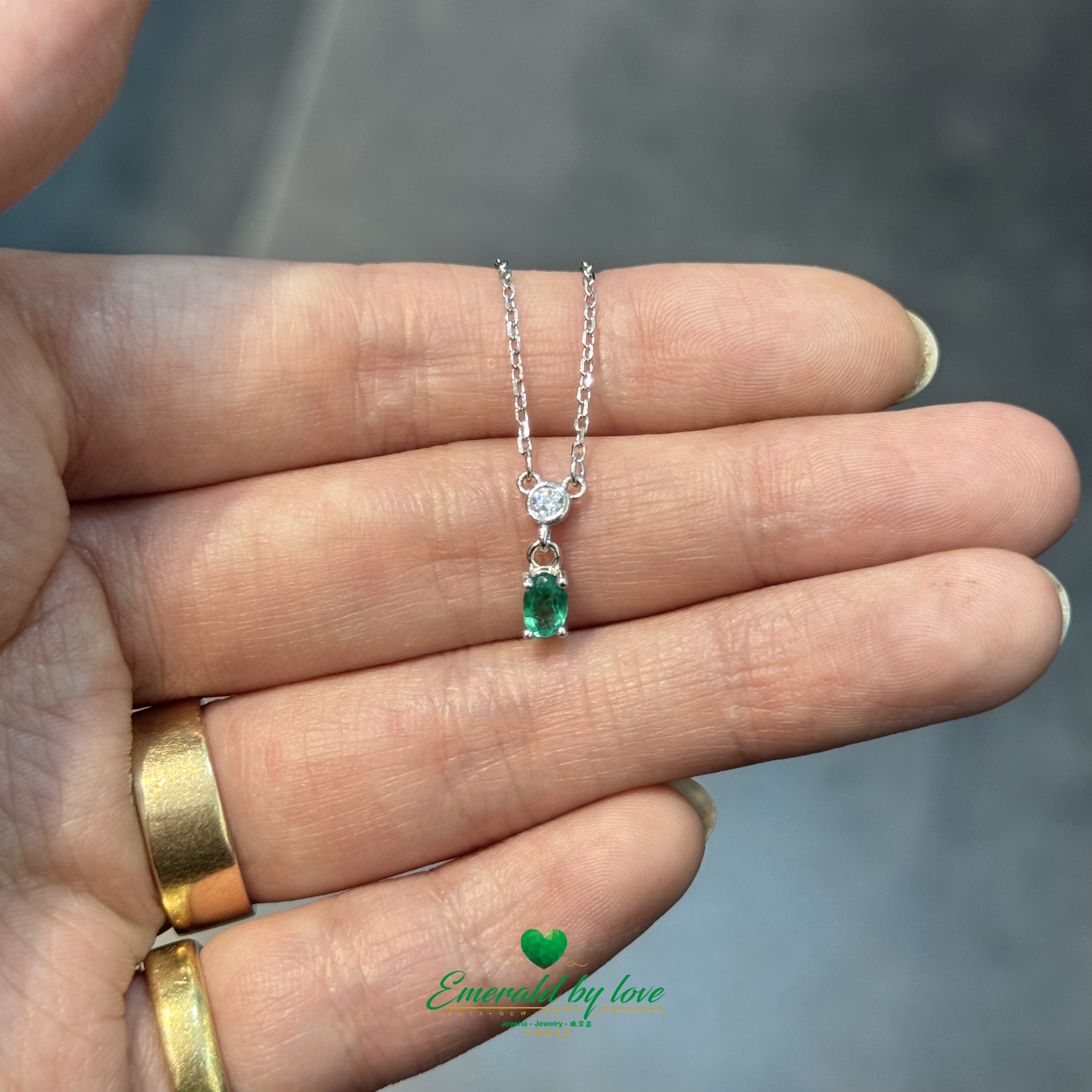 Delicate 925 Sterling Silver Necklace with Oval Pendant and Cubic Zirconia Accent