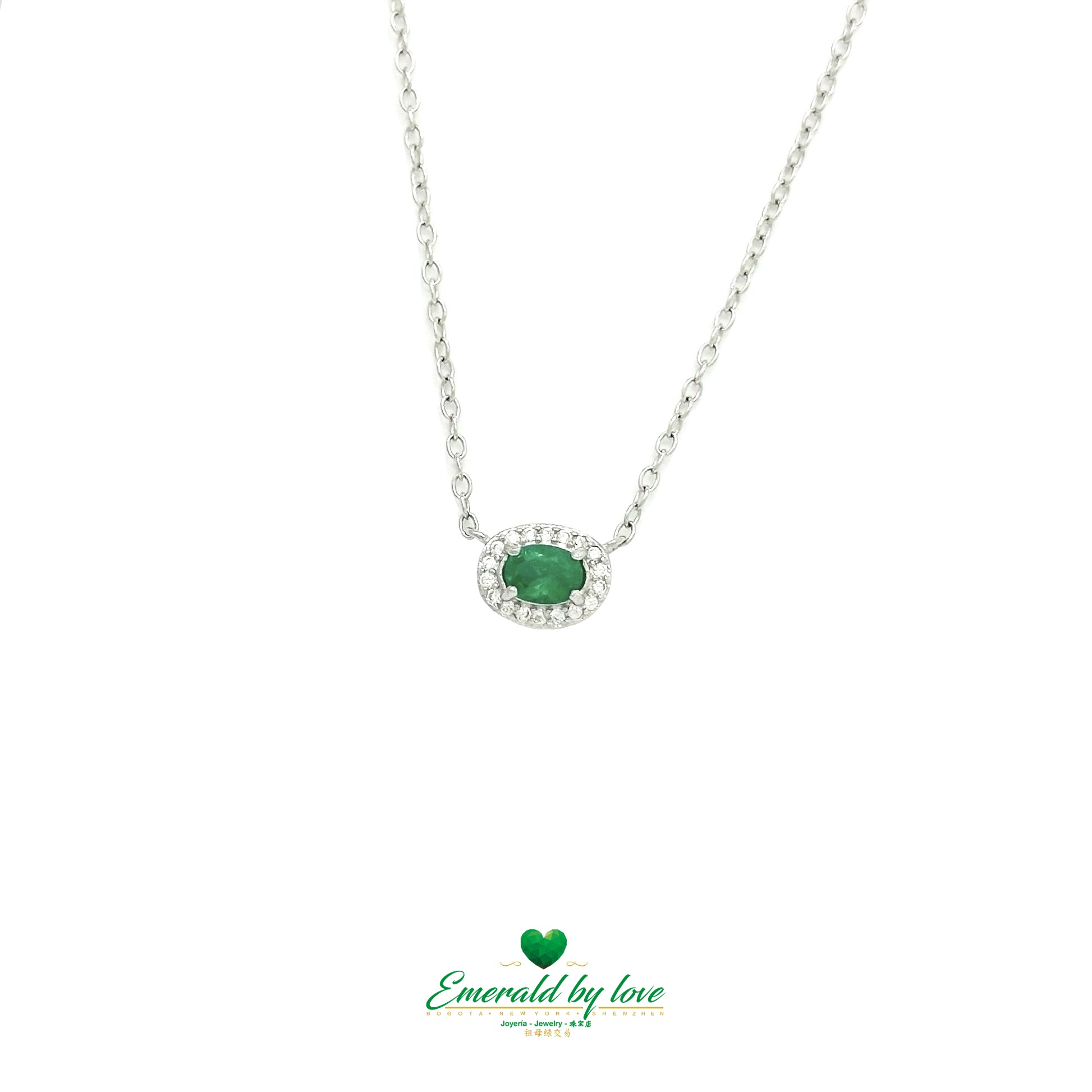 Elegant Sterling Silver Pendant with Central Oval-Cut Stone